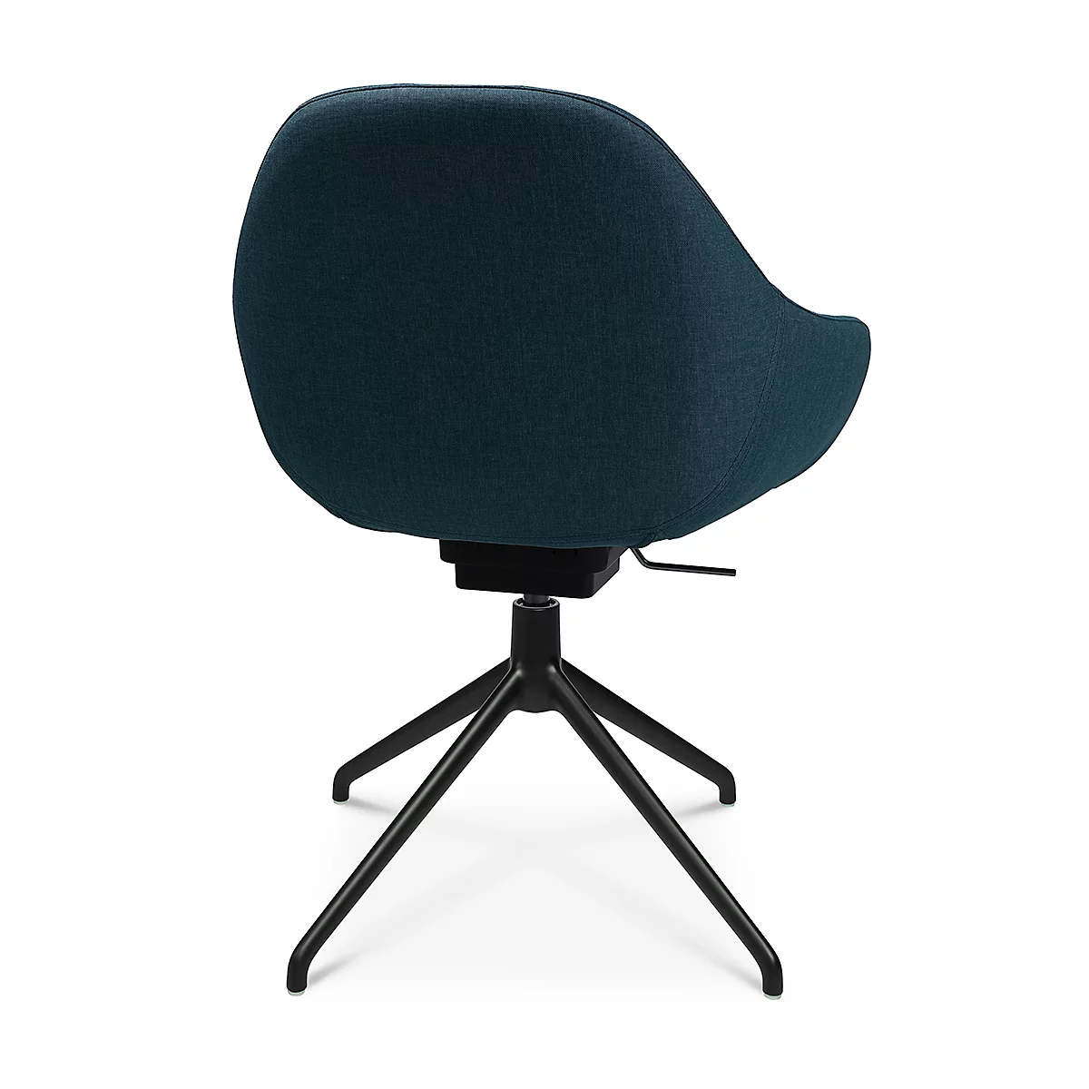 Fauteuil de conférence Topstar Sitness Life 2.0, pivotant/assis réglable en hauteur, accoudoirs, L 450 x P 460 x H 440-470 mm, piétement 4 branches, alu noir mat &amp; tissu, pétrole