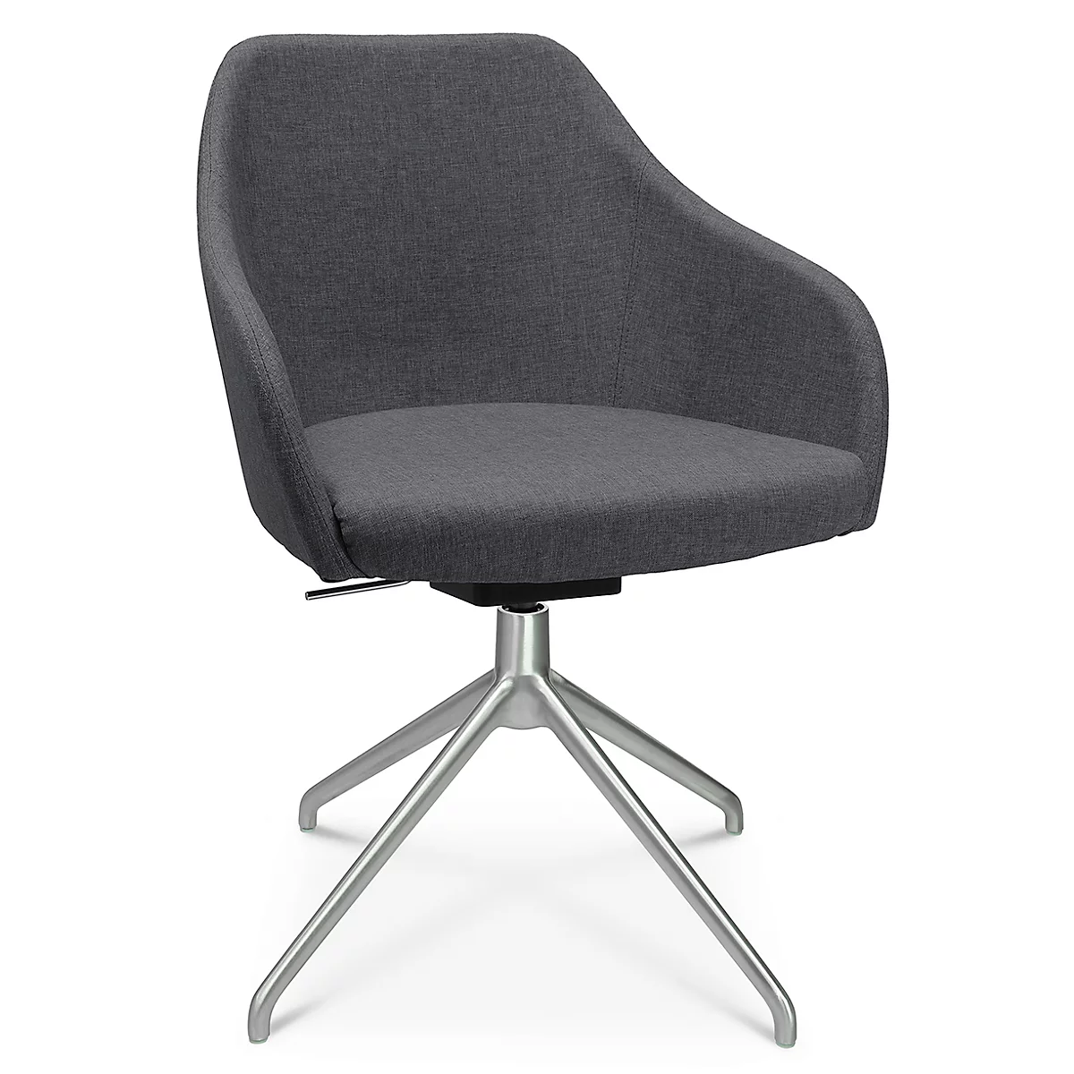 Fauteuil de conférence Topstar Sitness Life 2.1, pivotant/assis réglable en hauteur, accoudoirs, L 350-480 x P 460 x H 460-490 mm, piétement 4 branches, alu mat &amp; tissu, anthr.