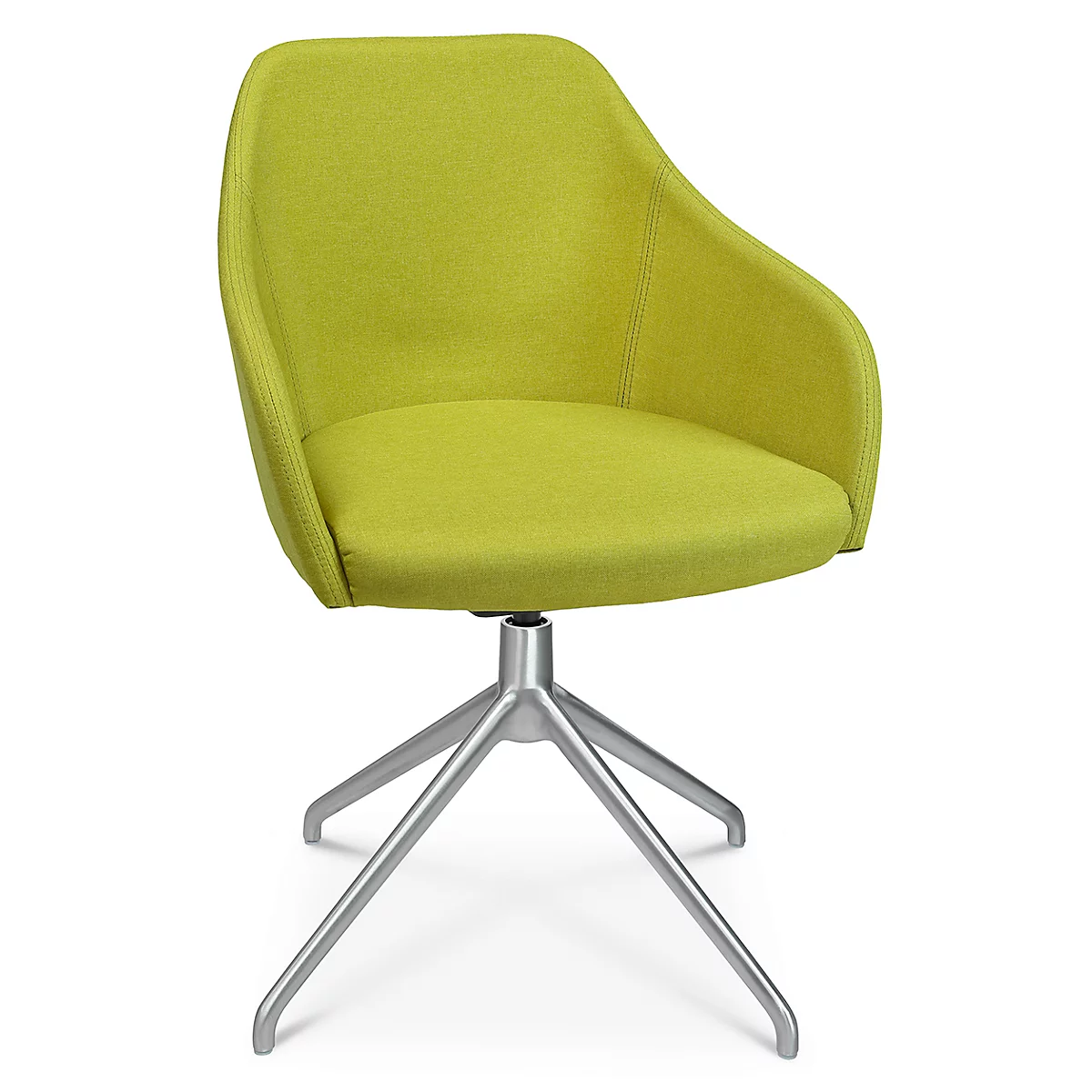 Fauteuil de conférence Topstar Sitness Life 2.1, pivotant/assis réglable en hauteur, accoudoirs, L 350-480 x P 460 x H 460-490 mm, piétement 4 branches, alu mat &amp; tissu, jaune