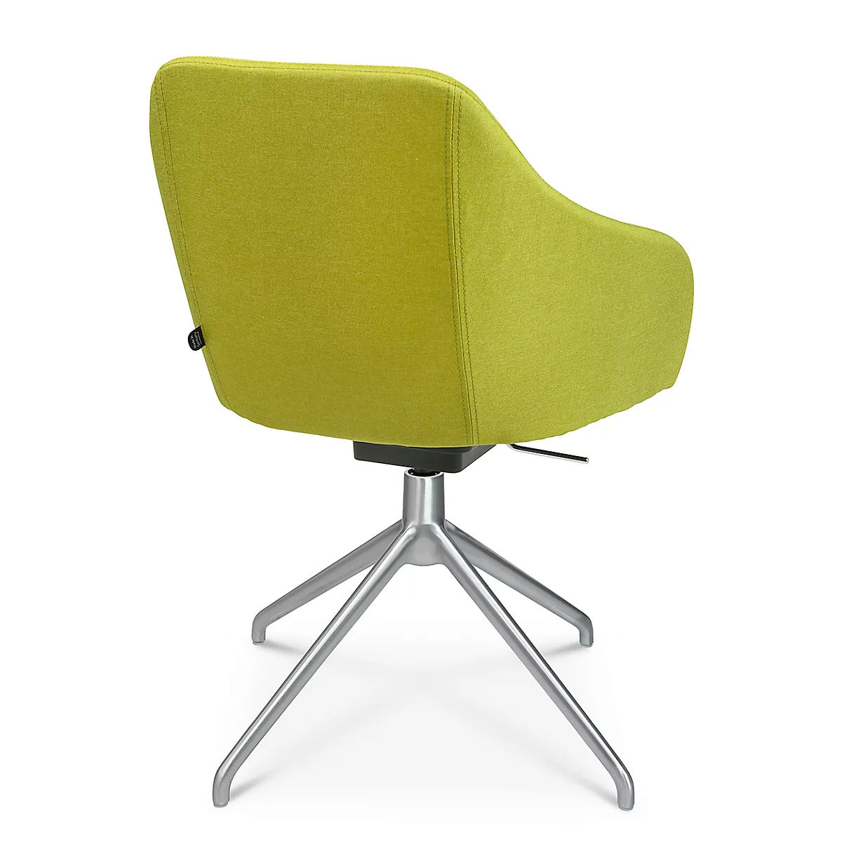 Fauteuil de conférence Topstar Sitness Life 2.1, pivotant/assis réglable en hauteur, accoudoirs, L 350-480 x P 460 x H 460-490 mm, piétement 4 branches, alu mat &amp; tissu, jaune
