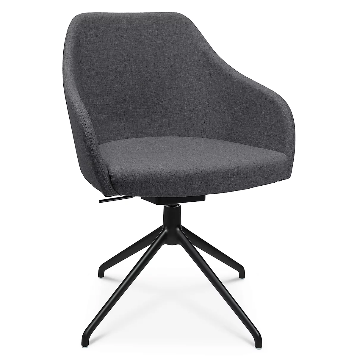 Fauteuil de conférence Topstar Sitness Life 2.1, pivotant/assis réglable en hauteur, accoudoirs, L 350-480 x P 460 x H 460-490 mm, piétement 4 branches, alu noir mat &amp; tissu, anthr.