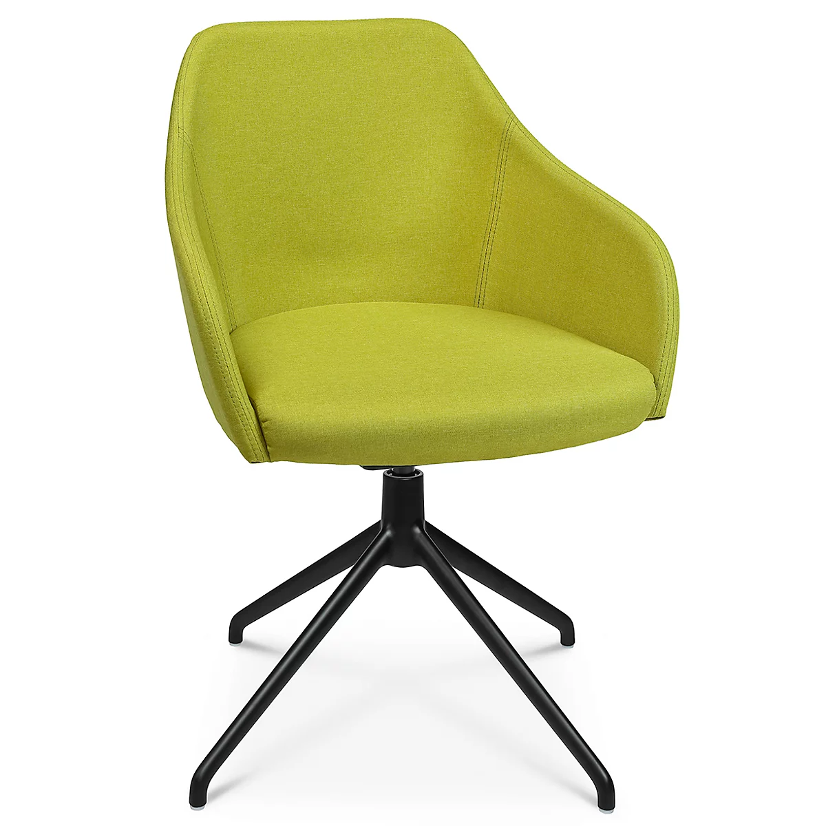 Fauteuil de conférence Topstar Sitness Life 2.1, pivotant/assis réglable en hauteur, accoudoirs, L 350-480 x P 460 x H 460-490 mm, piétement 4 branches, alu noir mat &amp; tissu, jaune