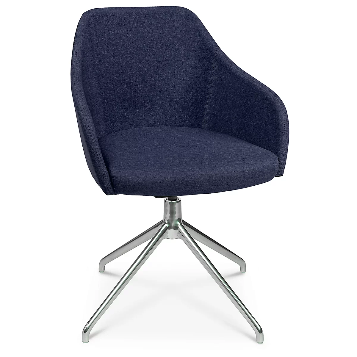 Fauteuil de conférence Topstar Sitness Life 2.1, pivotant/assis réglable en hauteur, accoudoirs, L 350-480 x P 460 x H 460-490 mm, piétement 4 branches, alu poli &amp; tissu, d.bleu