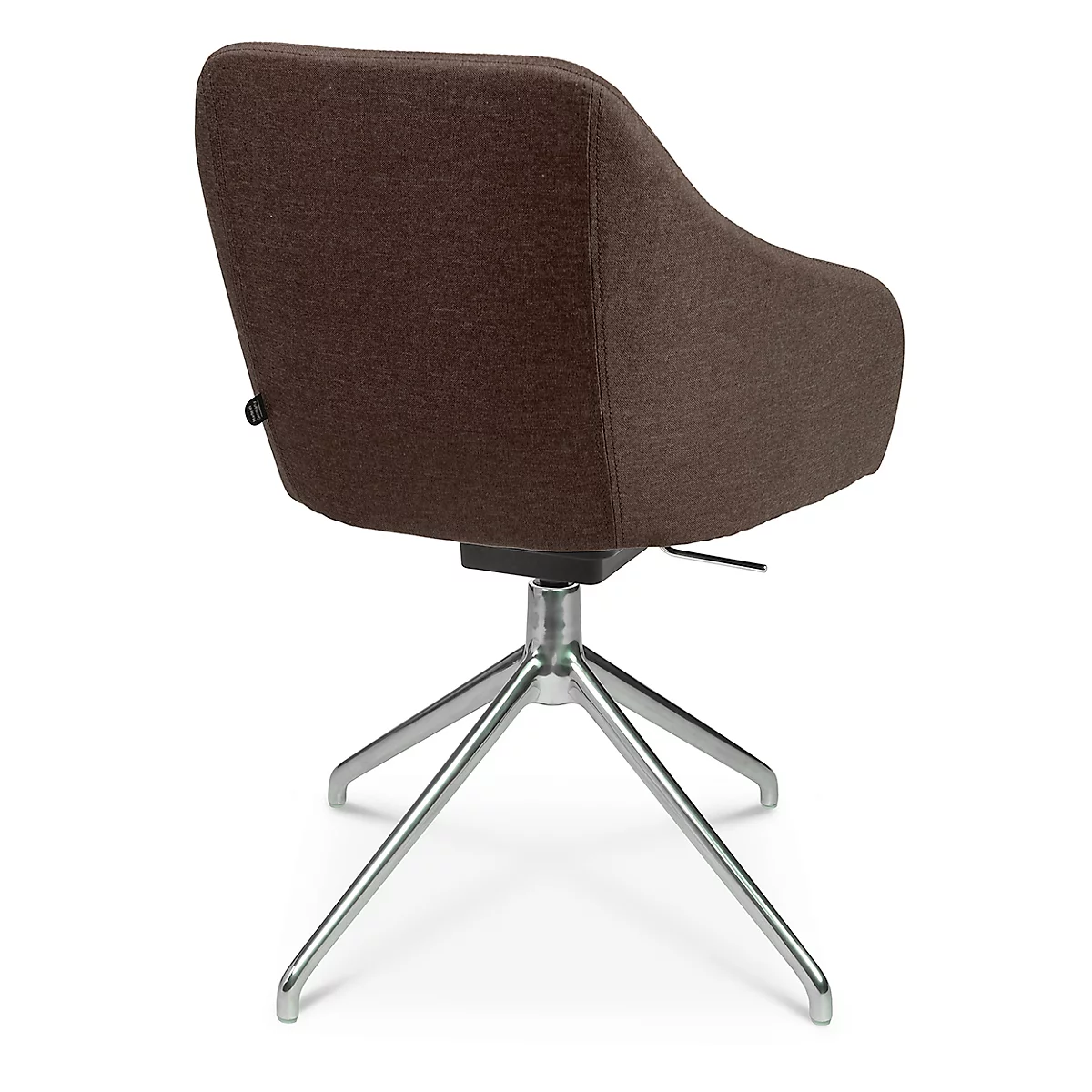 Fauteuil de conférence Topstar Sitness Life 2.1, pivotant/assis réglable en hauteur, accoudoirs, L 350-480 x P 460 x H 460-490 mm, piétement 4 branches, alu poli &amp; tissu, d.marron