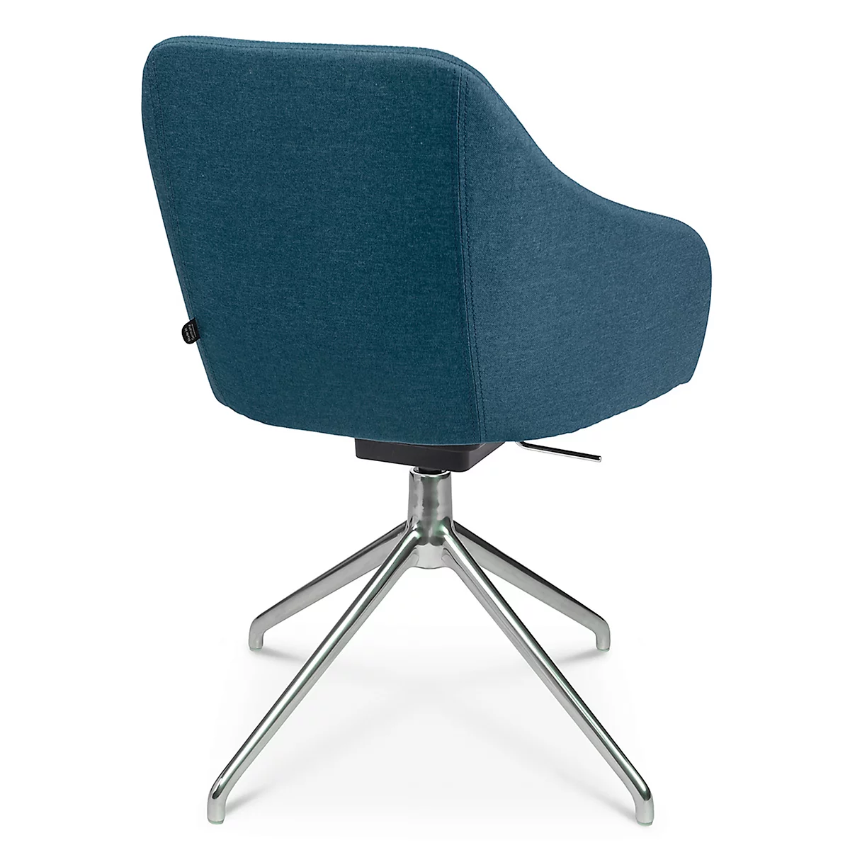 Fauteuil de conférence Topstar Sitness Life 2.1, pivotant/assis réglable en hauteur, accoudoirs, L 350-480 x P 460 x H 460-490 mm, piétement 4 branches, alu poli &amp; tissu, pétrole