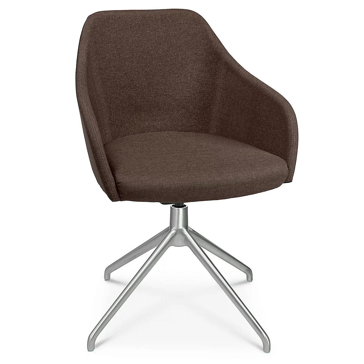 Fauteuil de conférence Topstar Sitness Life 2.1, pivotant/assis réglable en hauteur, accoudoirs, L 350-480 x P 460 x H 460-490 mm, piétement 4 pieds, alu mat &amp; tissu, d.brun