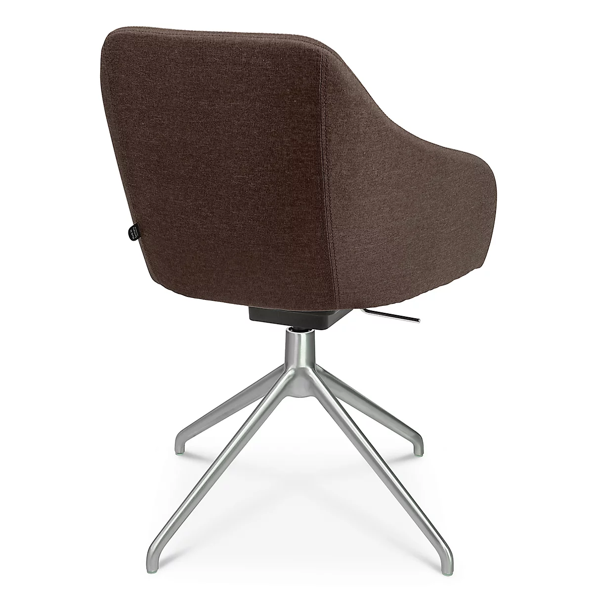 Fauteuil de conférence Topstar Sitness Life 2.1, pivotant/assis réglable en hauteur, accoudoirs, L 350-480 x P 460 x H 460-490 mm, piétement 4 pieds, alu mat &amp; tissu, d.brun