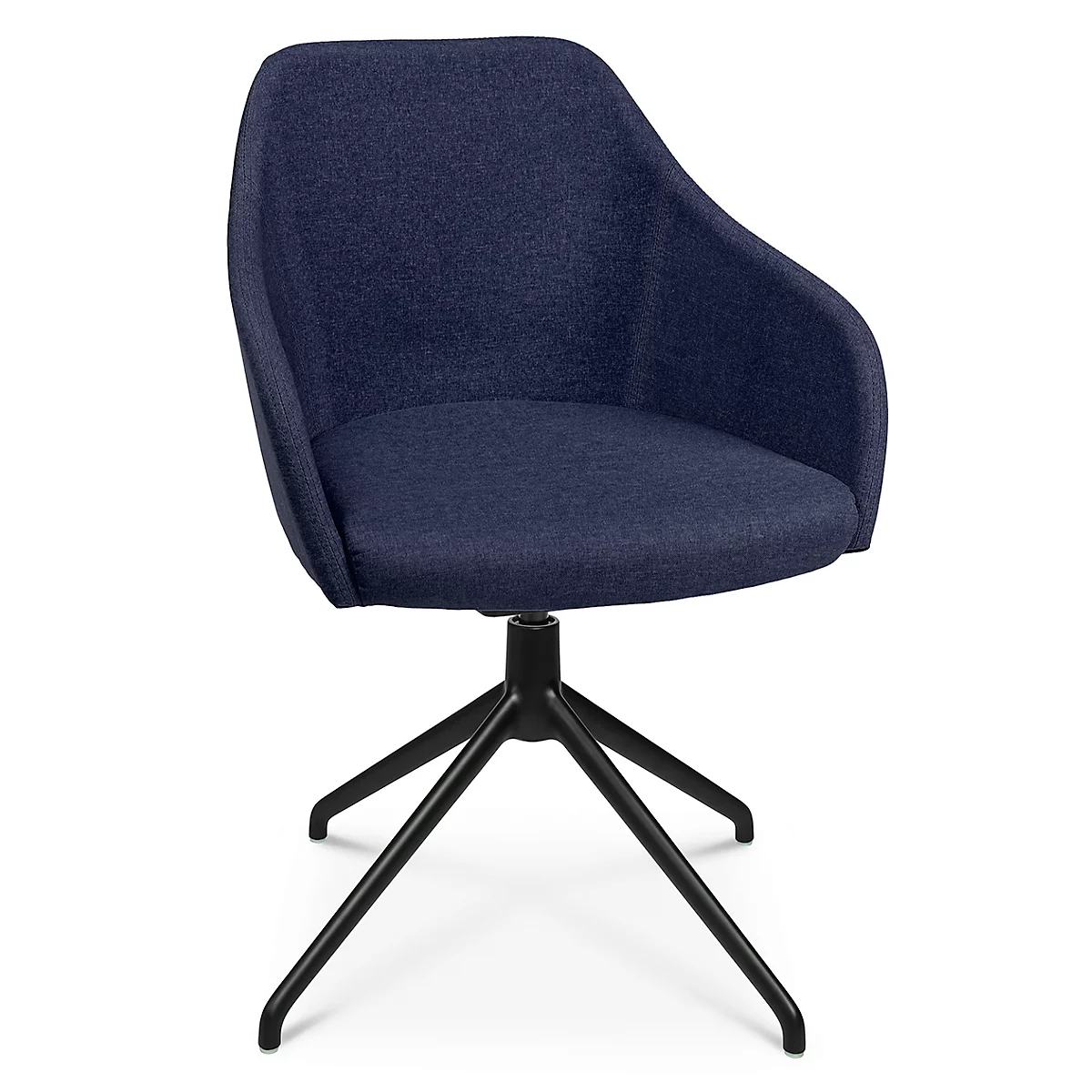 Fauteuil de conférence Topstar Sitness Life 2.1, pivotant/assis réglable en hauteur, accoudoirs, L 350-480 x P 460 x H 460-490 mm, piétement 4 pieds, alu noir mat &amp; tissu, d.bleu