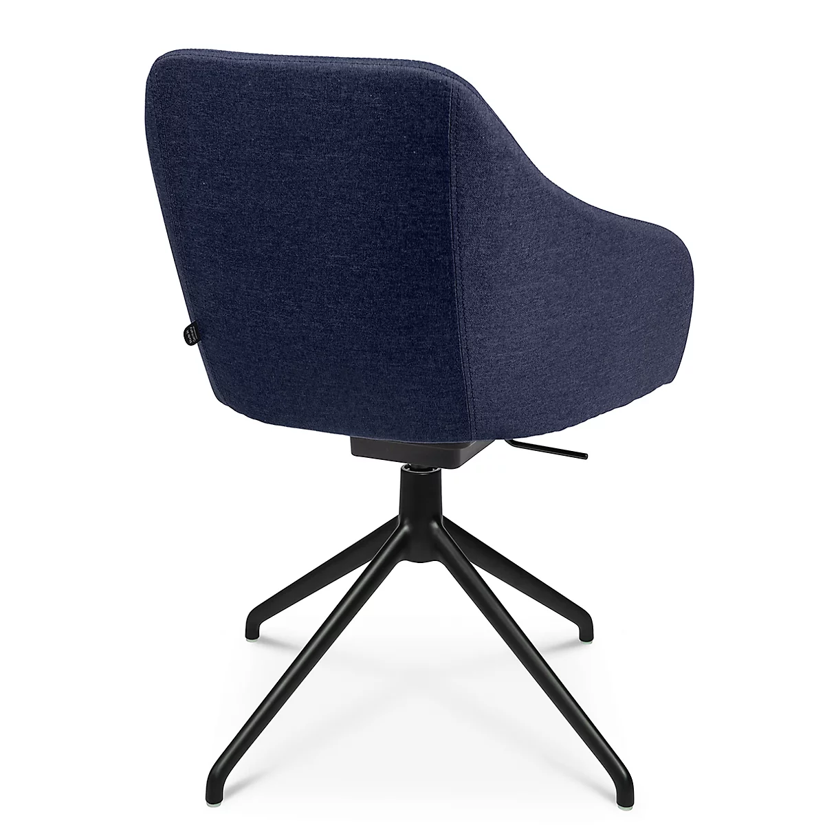 Fauteuil de conférence Topstar Sitness Life 2.1, pivotant/assis réglable en hauteur, accoudoirs, L 350-480 x P 460 x H 460-490 mm, piétement 4 pieds, alu noir mat &amp; tissu, d.bleu