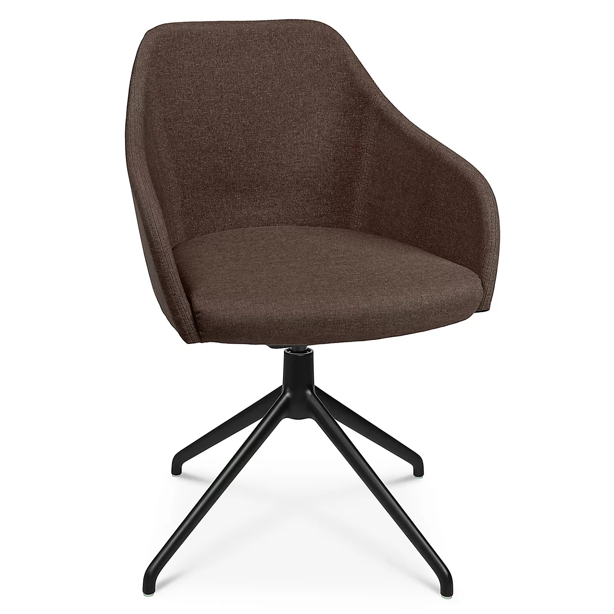 Fauteuil de conférence Topstar Sitness Life 2.1, pivotant/assis réglable en hauteur, accoudoirs, L 350-480 x P 460 x H 460-490 mm, piétement 4 pieds, alu noir mat &amp; tissu, d.brun