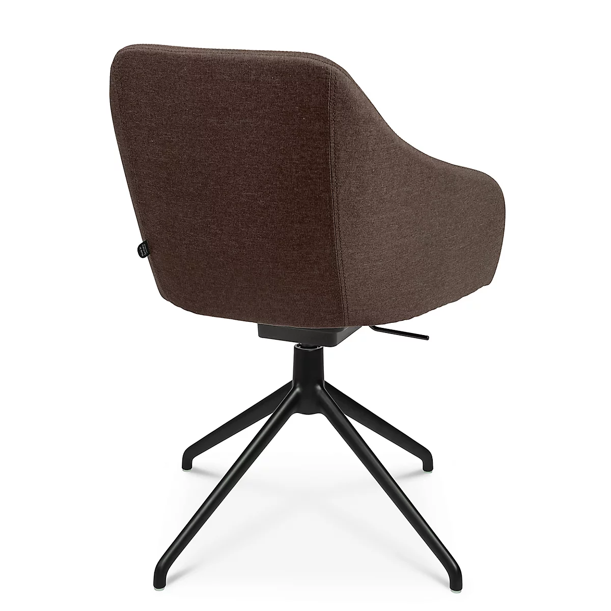 Fauteuil de conférence Topstar Sitness Life 2.1, pivotant/assis réglable en hauteur, accoudoirs, L 350-480 x P 460 x H 460-490 mm, piétement 4 pieds, alu noir mat &amp; tissu, d.brun