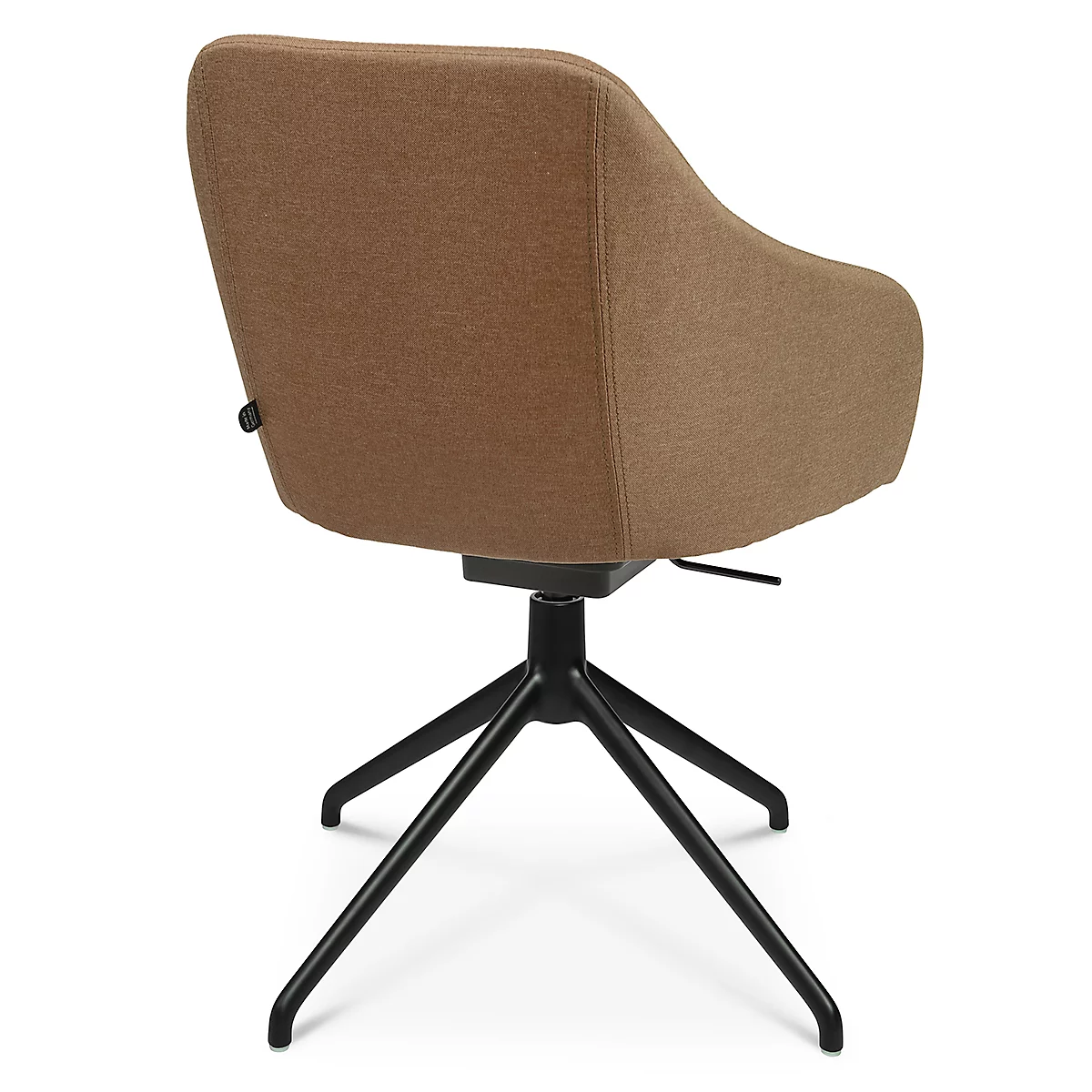 Fauteuil de conférence Topstar Sitness Life 2.1, pivotant/assis réglable en hauteur, accoudoirs, L 350-480 x P 460 x H 460-490 mm, piétement 4 pieds, alu noir mat &amp; tissu, h.brun