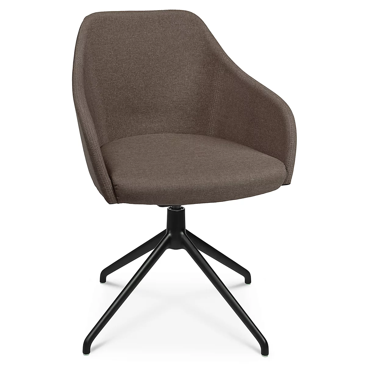 Fauteuil de conférence Topstar Sitness Life 2.1, pivotant/assis réglable en hauteur, accoudoirs, L 350-480 x P 460 x H 460-490 mm, piétement 4 pieds, alu noir mat &amp; tissu, marron