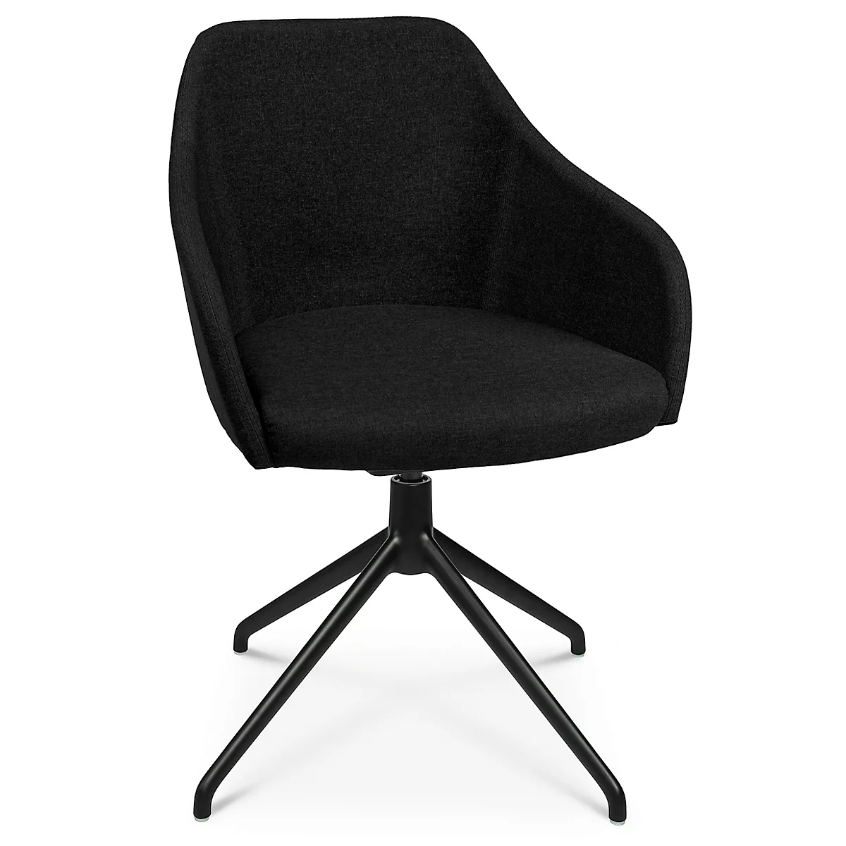 Fauteuil de conférence Topstar Sitness Life 2.1, pivotant/assis réglable en hauteur, accoudoirs, L 350-480 x P 460 x H 460-490 mm, piètement 4 pieds, alu noir mat &amp; tissu, noir