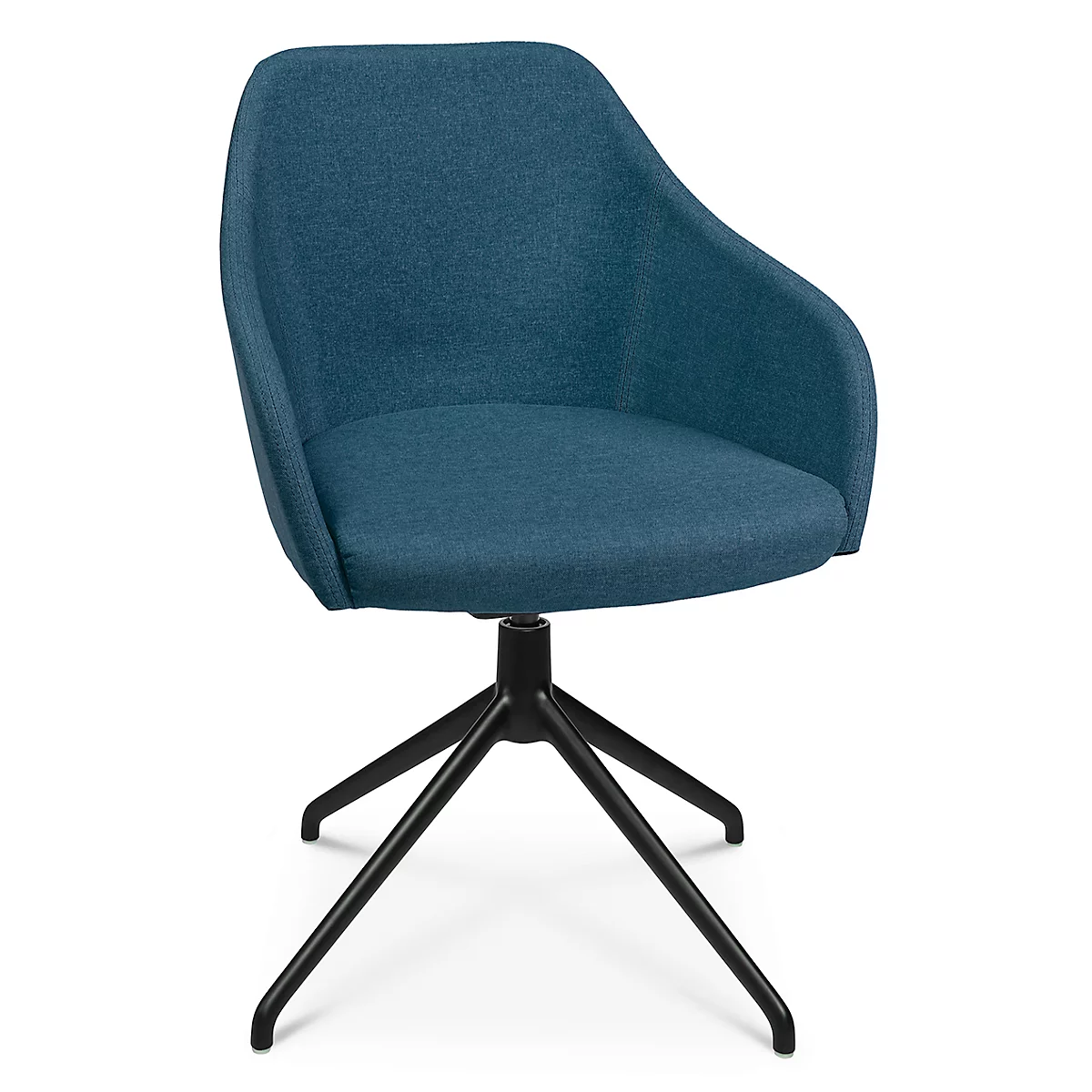 Fauteuil de conférence Topstar Sitness Life 2.1, pivotant/assis réglable en hauteur, accoudoirs, L 350-480 x P 460 x H 460-490 mm, piétement 4 pieds, alu noir mat &amp; tissu, pétrole