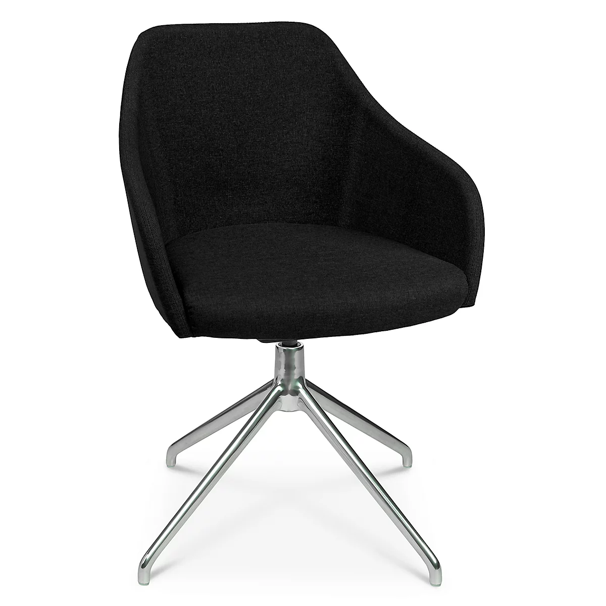 Fauteuil de conférence Topstar Sitness Life 2.1, pivotant/assis réglable en hauteur, accoudoirs, L 350-480 x P 460 x H 490-520 mm, piétement 4 branches, acier chromé &amp; tissu, noir