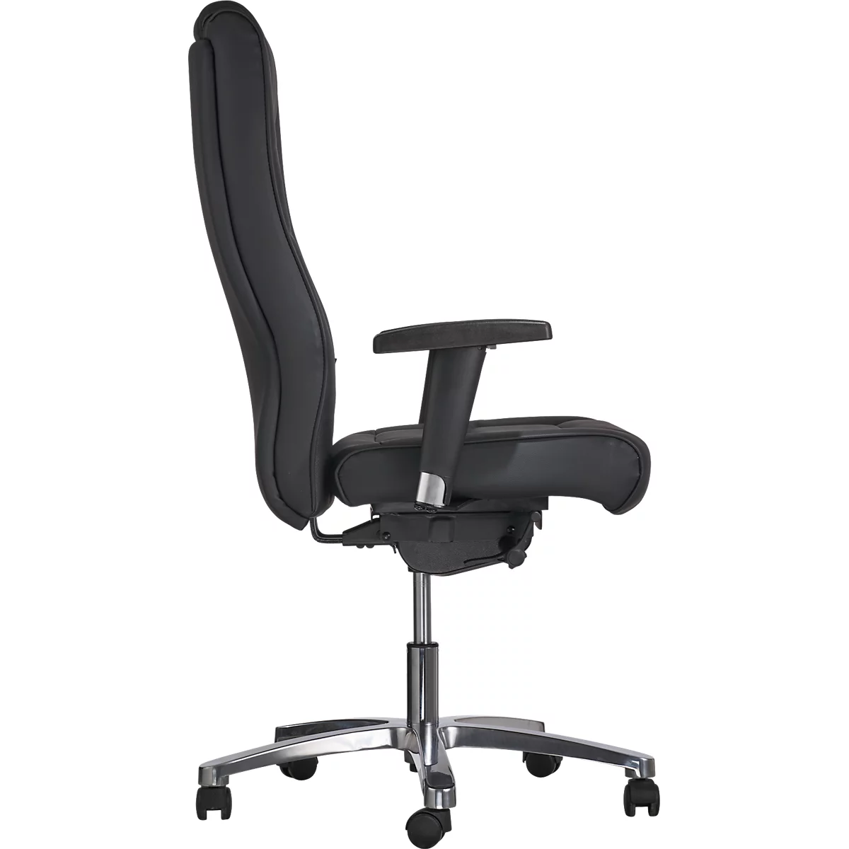 Fauteuil de direction Topstar Sitness Director, avec accoudoirs, mécanisme synchronisé 3D, siège plat, cuir véritable, noir