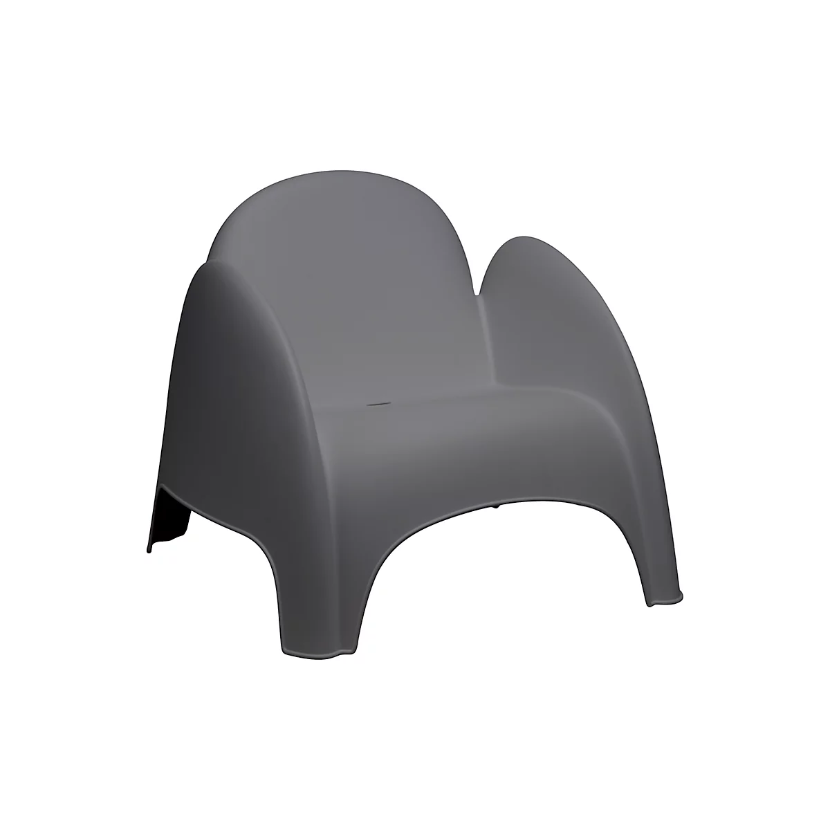 Fauteuil DUMBO - polypropeen - met geïntegreerde armleuningen - stapelbaar tot 4 stuks - antraciet - set van 4 stuks