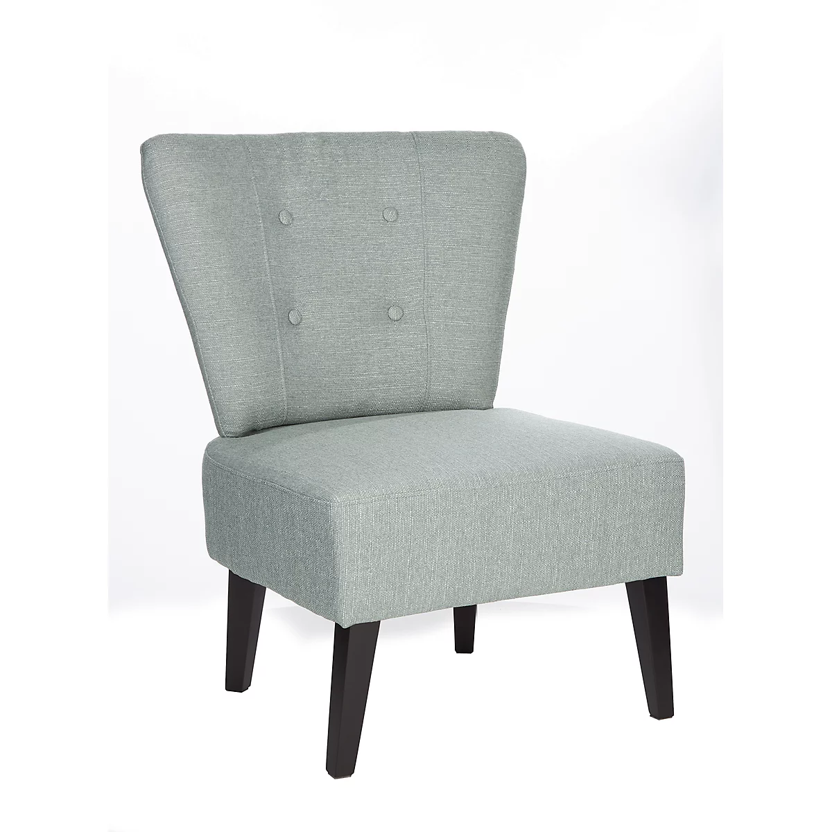 Fauteuil lounge BRIGHTON, revêtement en tissu, look vintage, pieds en bois massif, gris clair