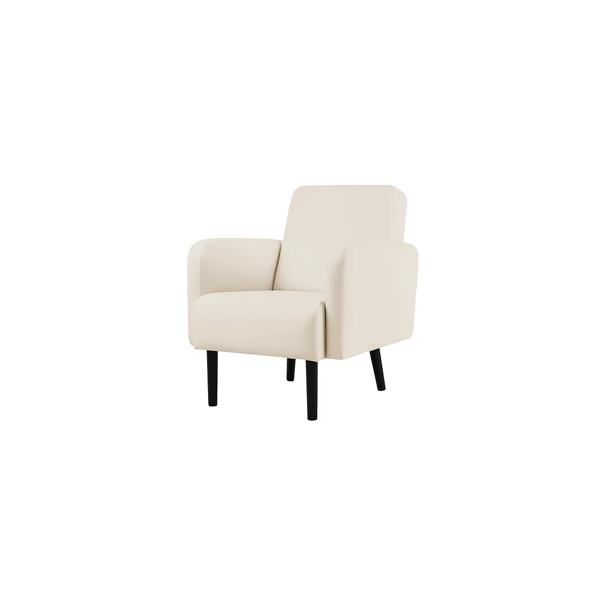 Fauteuil meet® by Paperflow LISBOA revêtement en similicuir blanc résistant aux désinfectants, piétement noir, L 710 x P 815 x H 830 mm