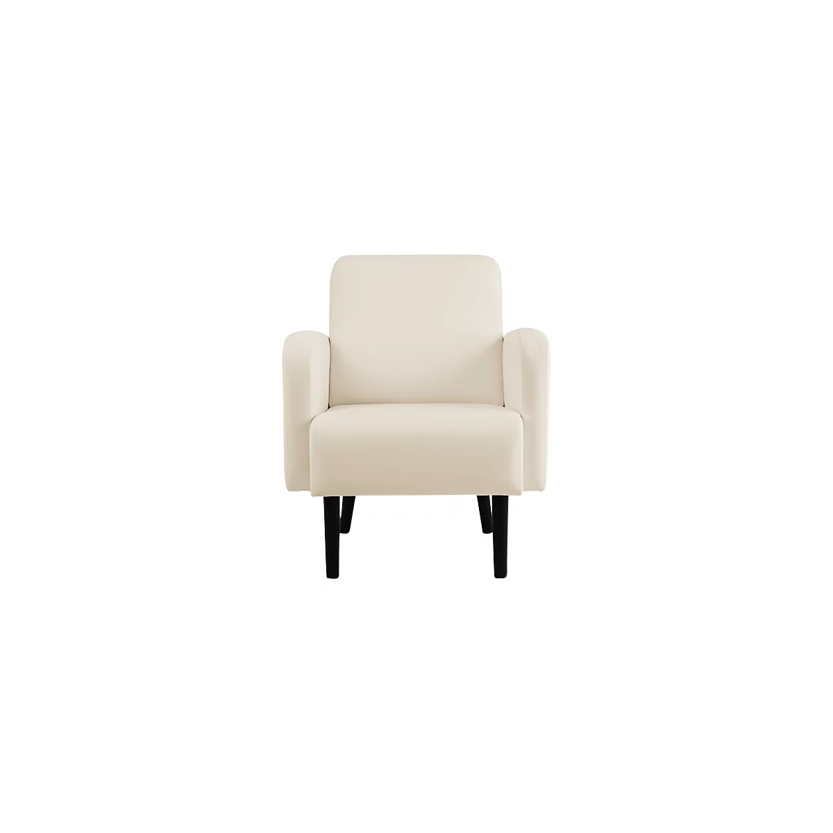 Fauteuil meet® by Paperflow LISBOA revêtement en similicuir blanc résistant aux désinfectants, piétement noir, L 710 x P 815 x H 830 mm