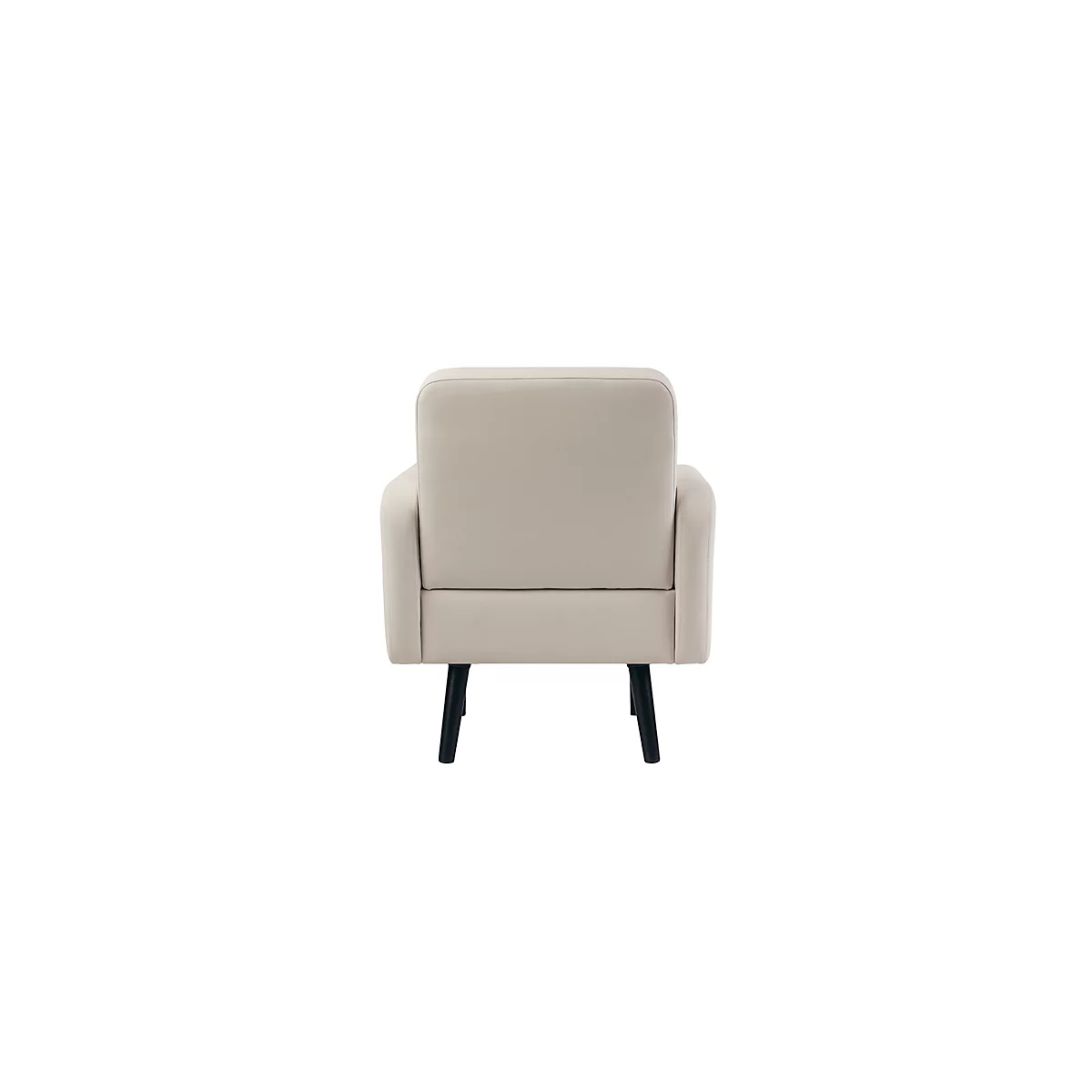 Fauteuil meet® by Paperflow LISBOA revêtement en similicuir blanc résistant aux désinfectants, piétement noir, L 710 x P 815 x H 830 mm