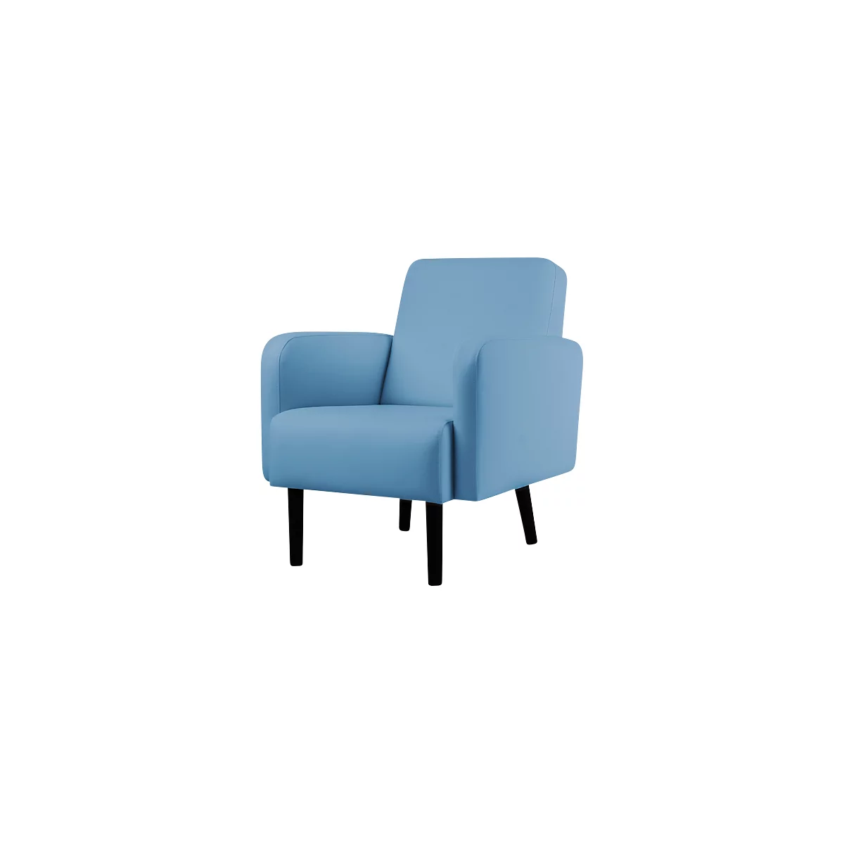 Fauteuil meet® by Paperflow LISBOA, revêtement en similicuir bleu résistant aux désinfectants, piétement noir, L 710 x P 815 x H 830 mm