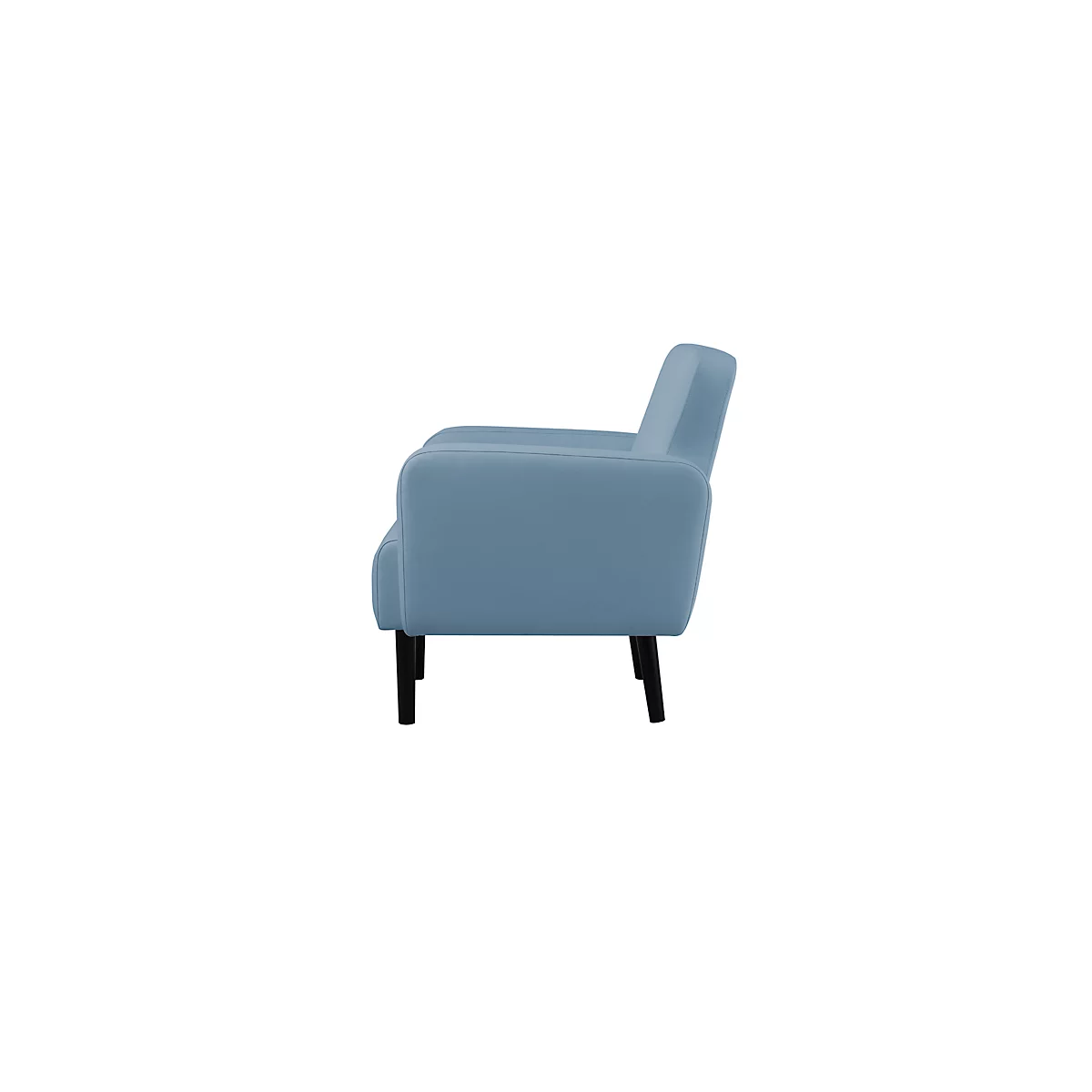 Fauteuil meet® by Paperflow LISBOA, revêtement en similicuir bleu résistant aux désinfectants, piétement noir, L 710 x P 815 x H 830 mm