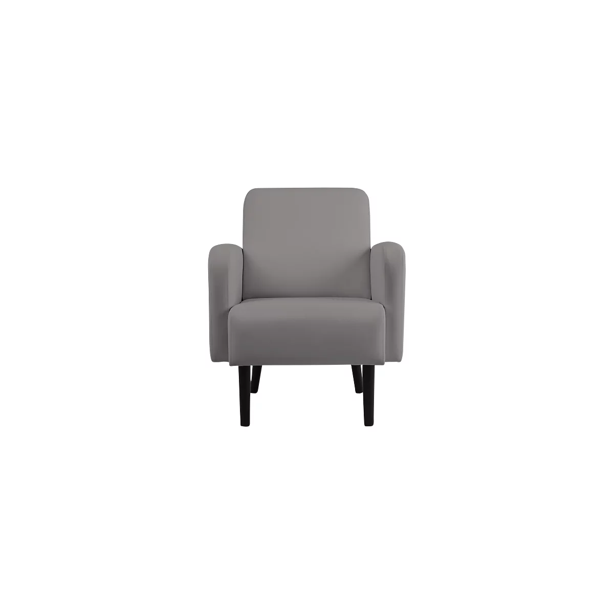 Fauteuil meet® by Paperflow LISBOA, revêtement en similicuir gris résistant aux désinfectants, piétement noir, L 710 x P 815 x H 830 mm