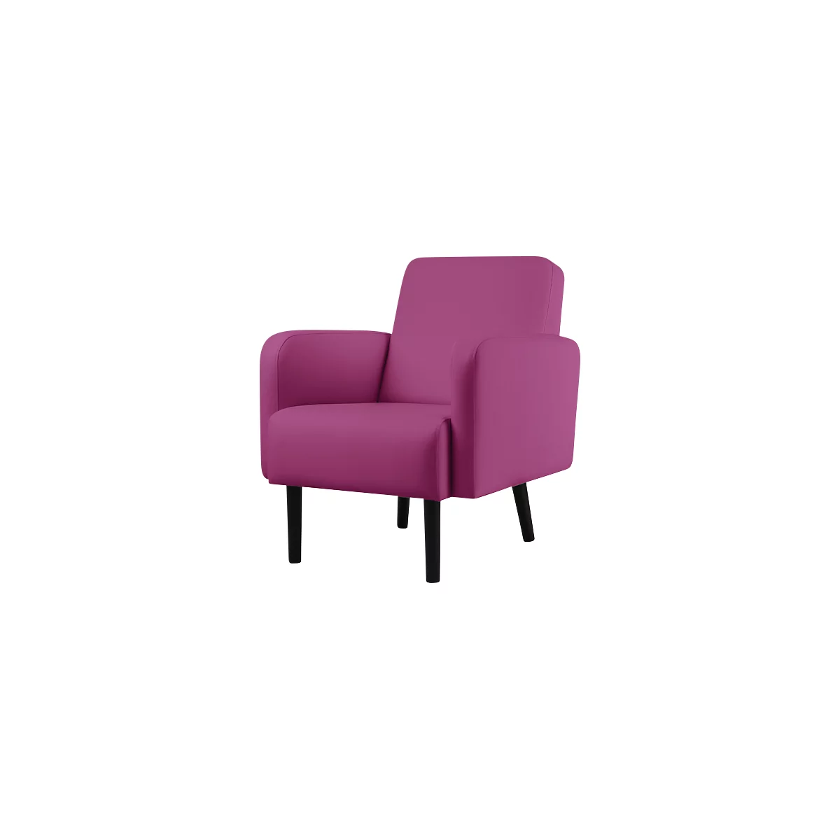 Fauteuil meet® by Paperflow LISBOA, revêtement en similicuir lilas résistant aux désinfectants, piétement noir, L 710 x P 815 x H 830 mm