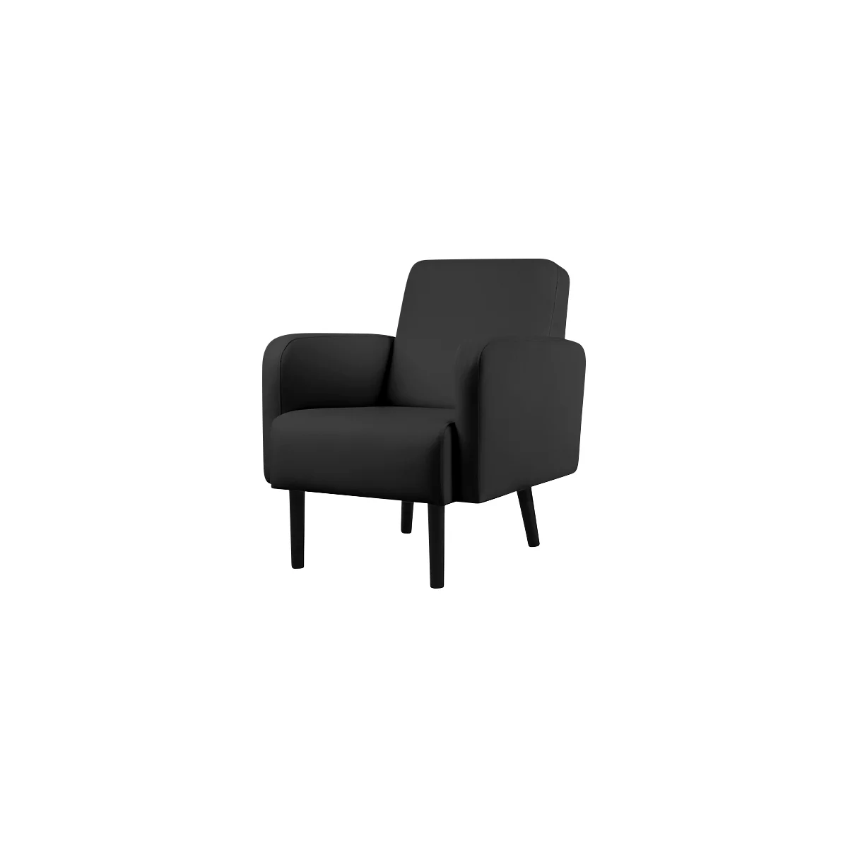 Fauteuil meet® by Paperflow LISBOA, revêtement en similicuir noir résistant aux désinfectants, piétement noir, L 710 x P 815 x H 830 mm