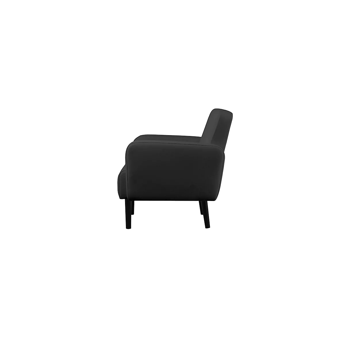 Fauteuil meet® by Paperflow LISBOA, revêtement en similicuir noir résistant aux désinfectants, piétement noir, L 710 x P 815 x H 830 mm