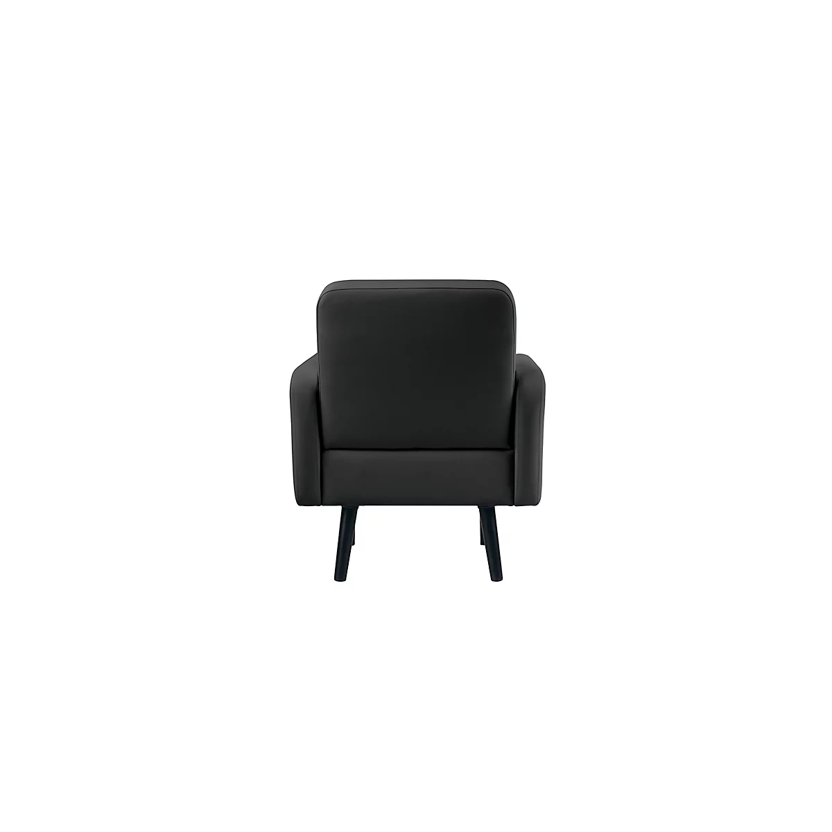 Fauteuil meet® by Paperflow LISBOA, revêtement en similicuir noir résistant aux désinfectants, piétement noir, L 710 x P 815 x H 830 mm