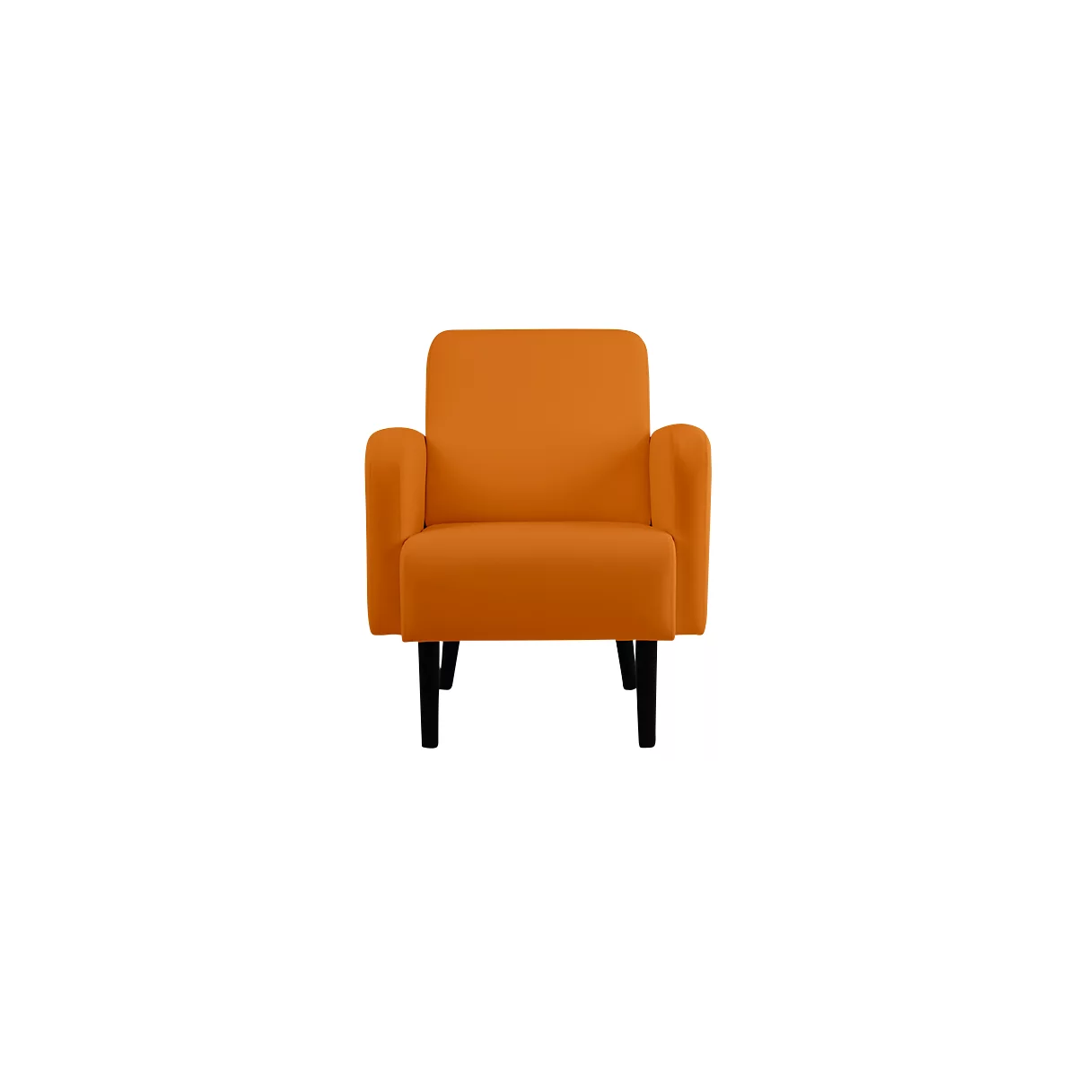 Fauteuil meet® by Paperflow LISBOA, revêtement en similicuir orange résistant aux désinfectants, piétement noir, L 710 x P 815 x H 830 mm