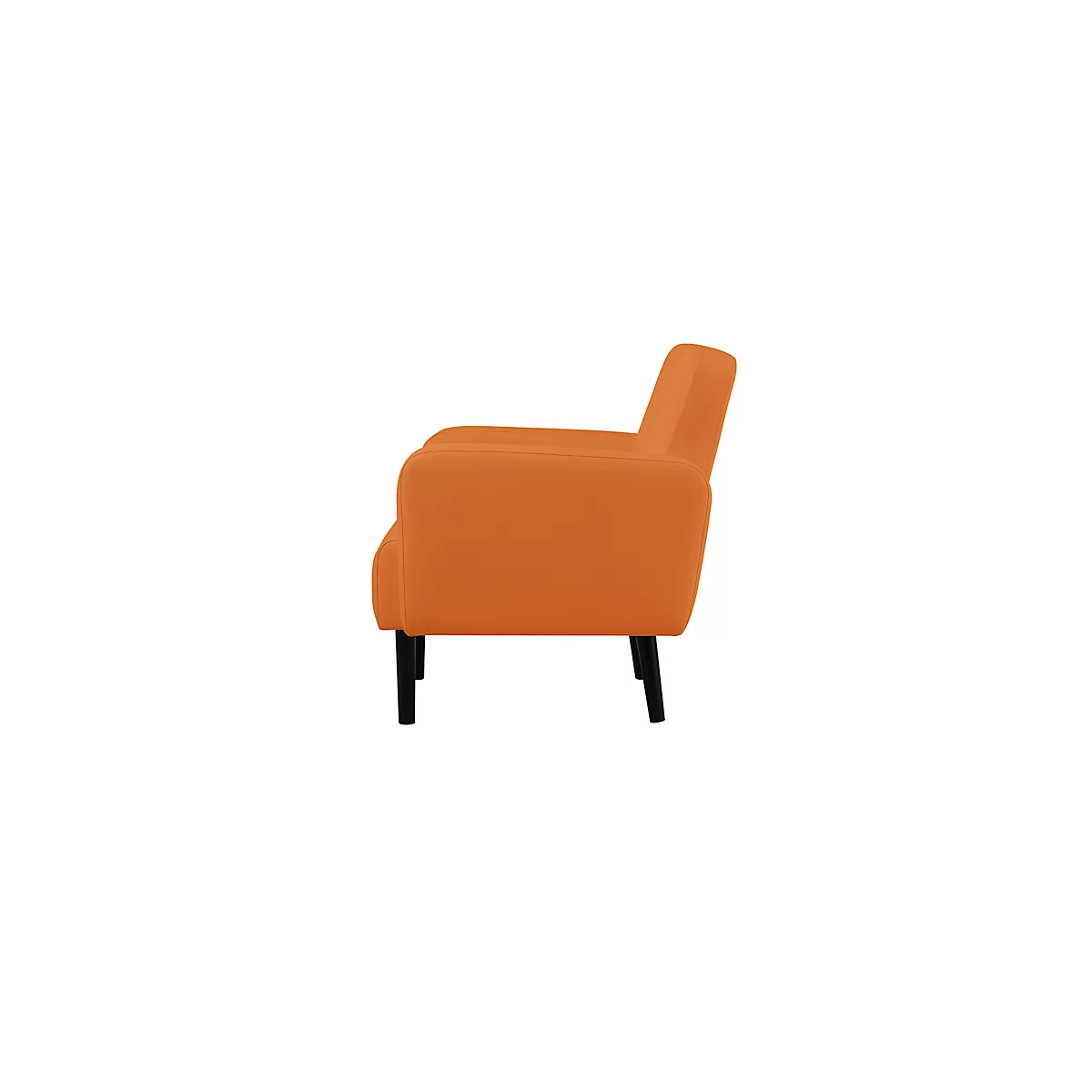Fauteuil meet® by Paperflow LISBOA, revêtement en similicuir orange résistant aux désinfectants, piétement noir, L 710 x P 815 x H 830 mm
