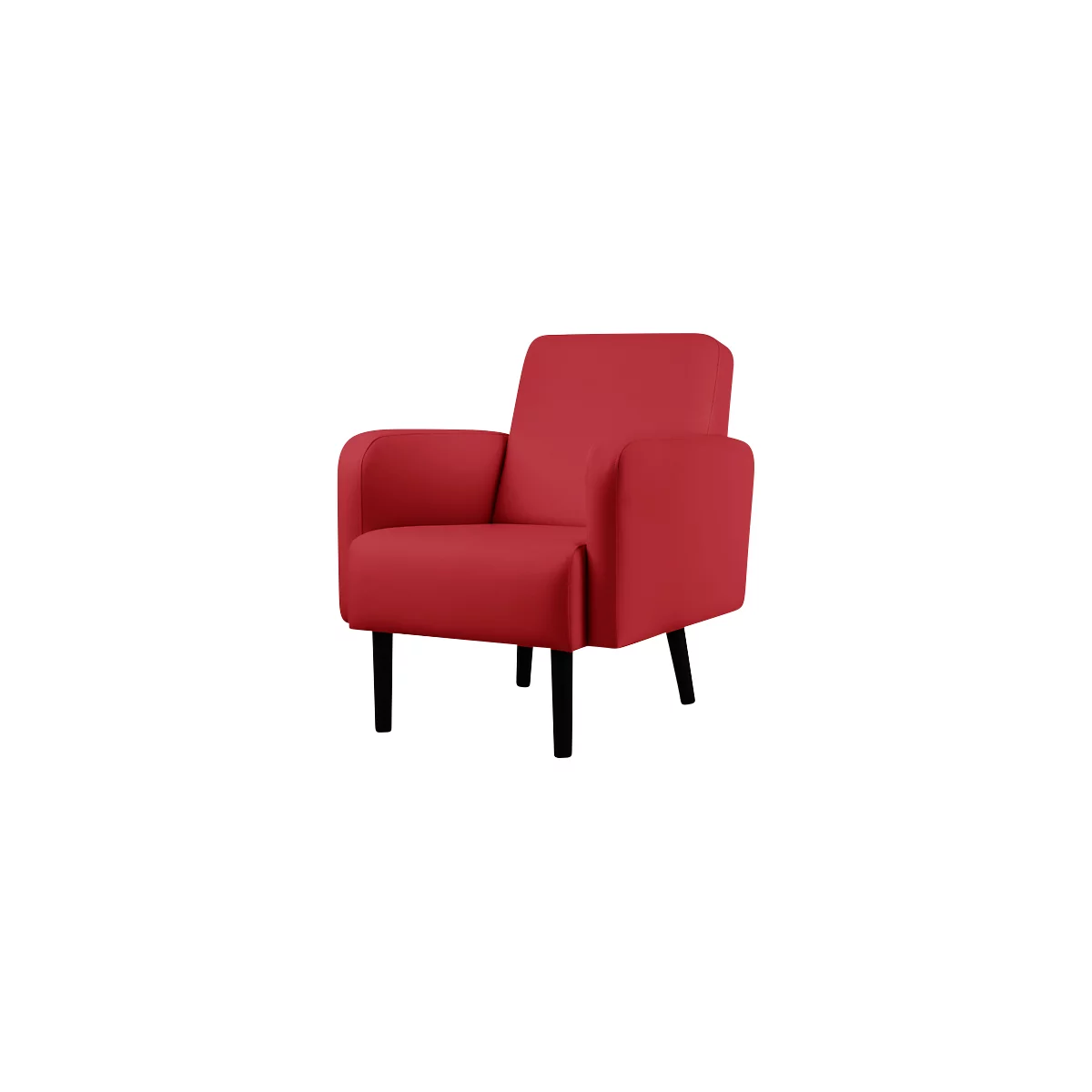 Fauteuil meet® by Paperflow LISBOA, revêtement en similicuir rouge résistant aux désinfectants, piétement noir, L 710 x P 815 x H 830 mm