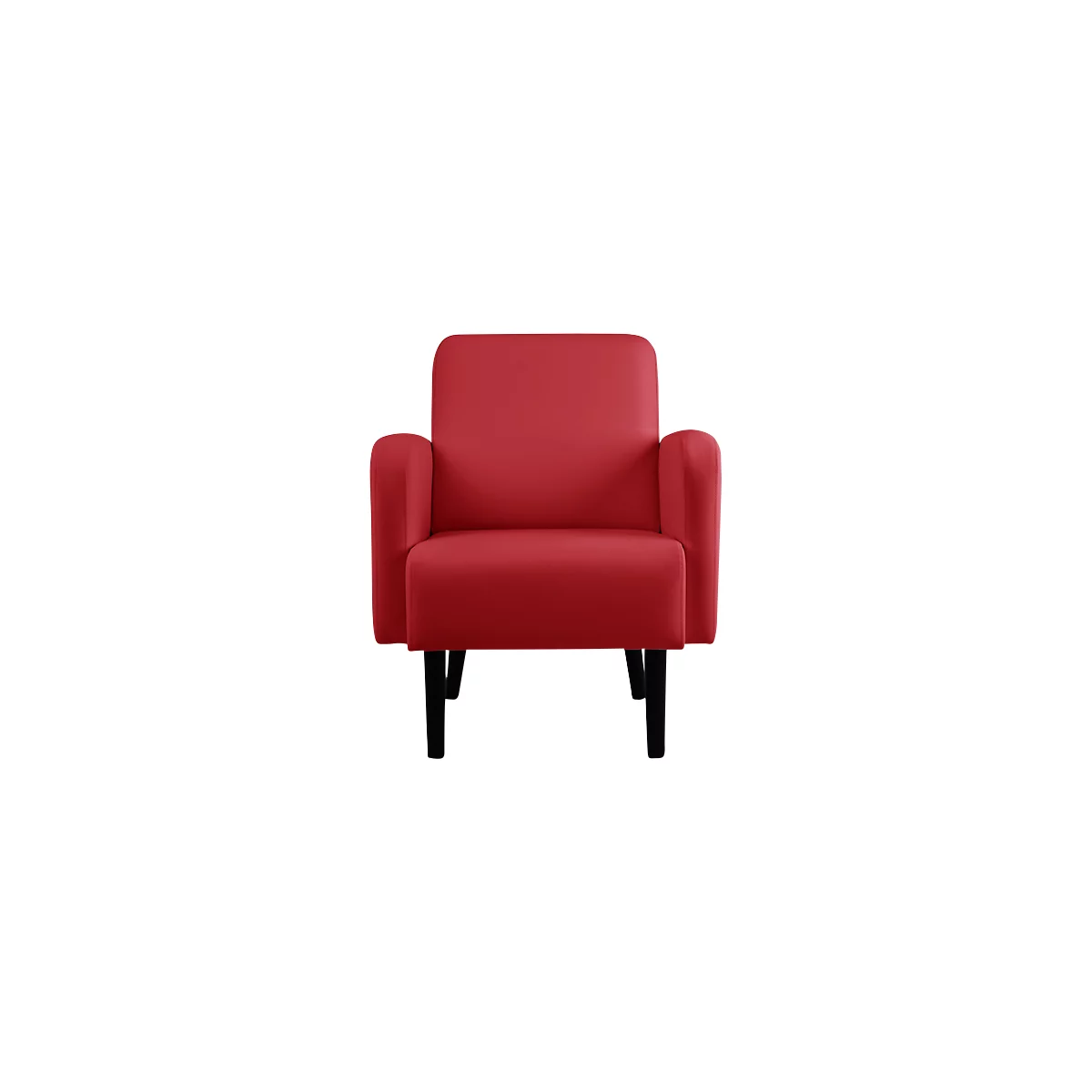 Fauteuil meet® by Paperflow LISBOA, revêtement en similicuir rouge résistant aux désinfectants, piétement noir, L 710 x P 815 x H 830 mm