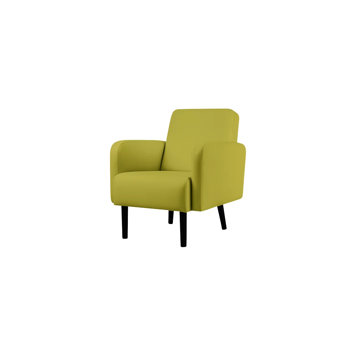 Fauteuil meet® by Paperflow LISBOA, revêtement en similicuir vert résistant aux désinfectants, piétement noir, L 710 x P 815 x H 830 mm