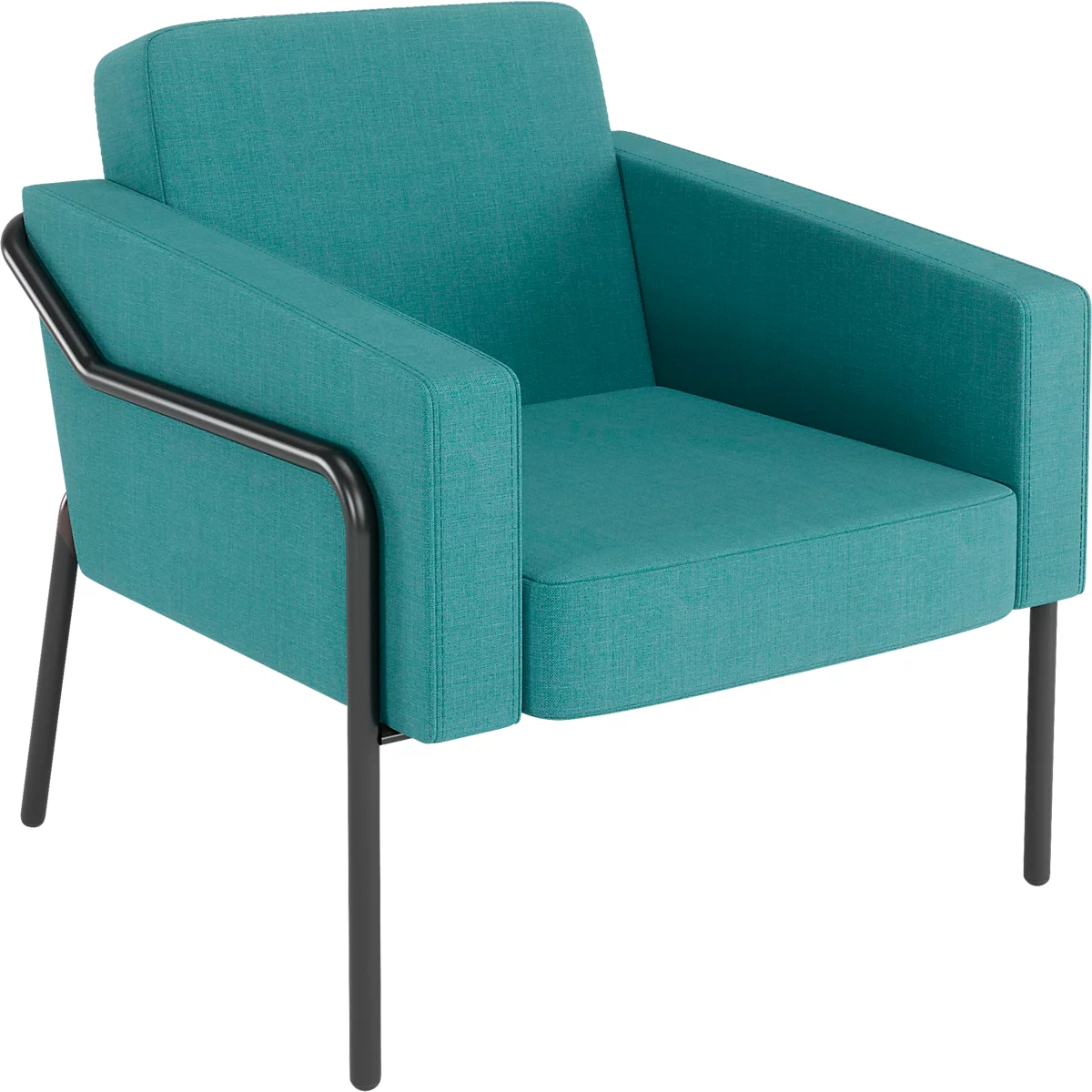 Fauteuil meet® by Paperflow MEDSO Klassik L, rembourré, assise interchangeable, L 750 x P 743 x H 736 mm, tissu et acier, bleu/noir mat