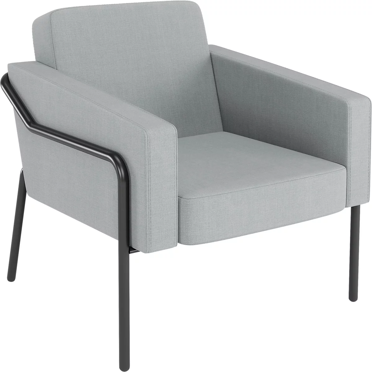Fauteuil meet® by Paperflow MEDSO Klassik L, rembourré, assise interchangeable, L 750 x P 743 x H 736 mm, tissu et acier, gris/noir mat
