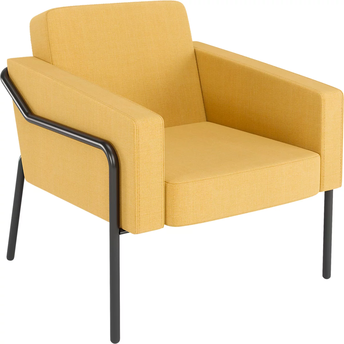 Fauteuil meet® by Paperflow MEDSO Klassik L, rembourré, assise interchangeable, L 750 x P 743 x H 736 mm, tissu et acier, jaune/noir mat