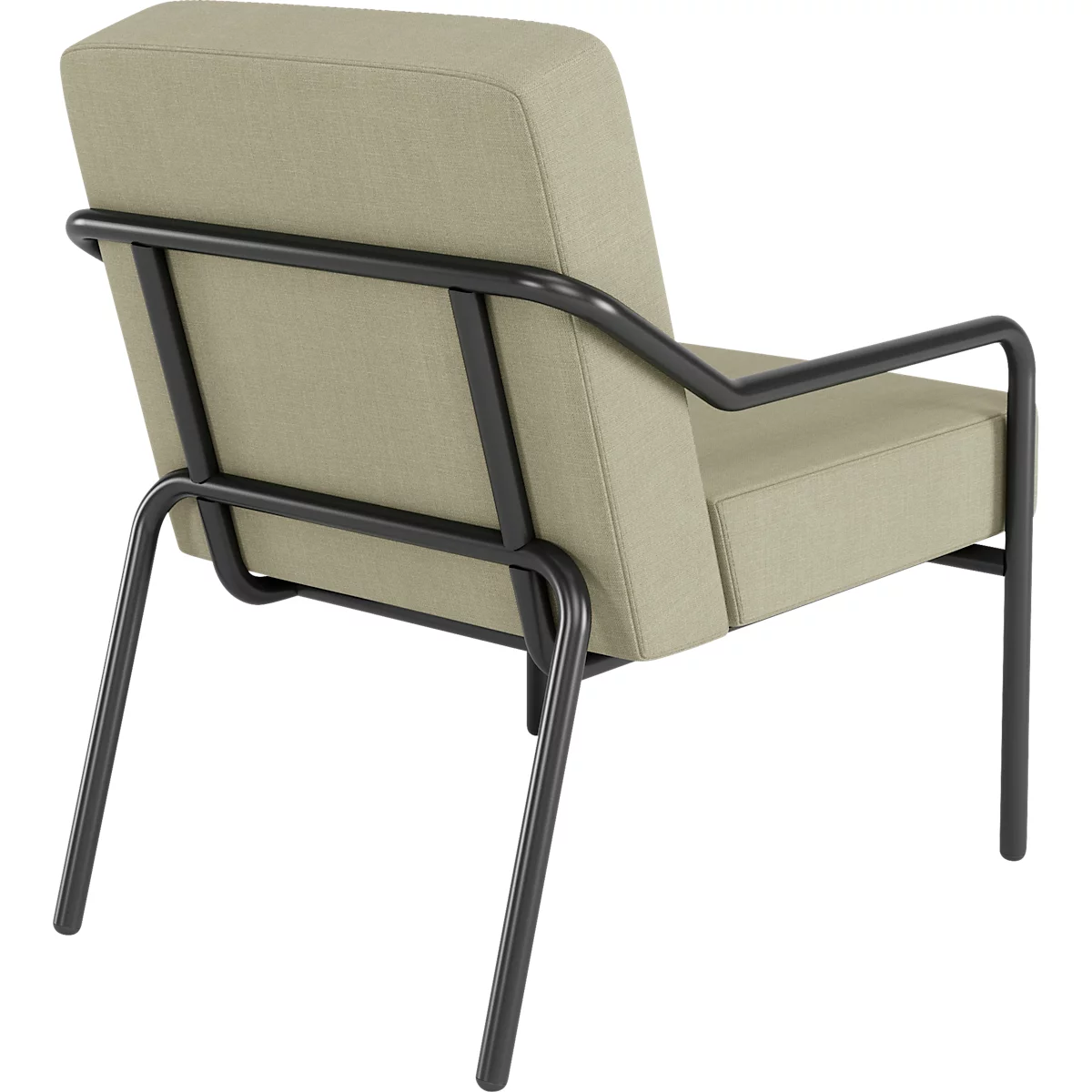 Fauteuil meet® by Paperflow MEDSO Klassik M, rembourré, assise interchangeable, L 580 x P 743 x H 736 mm, tissu et acier, vert/noir mat