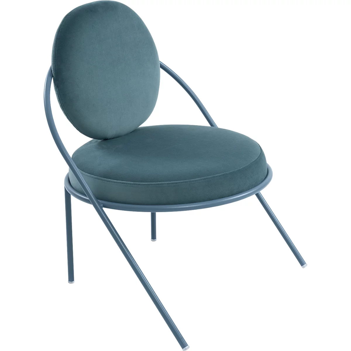 Fauteuil Meet by Paperflow Saturne, L 700 x P 730 x H 880 mm, velours, bleu/bleu