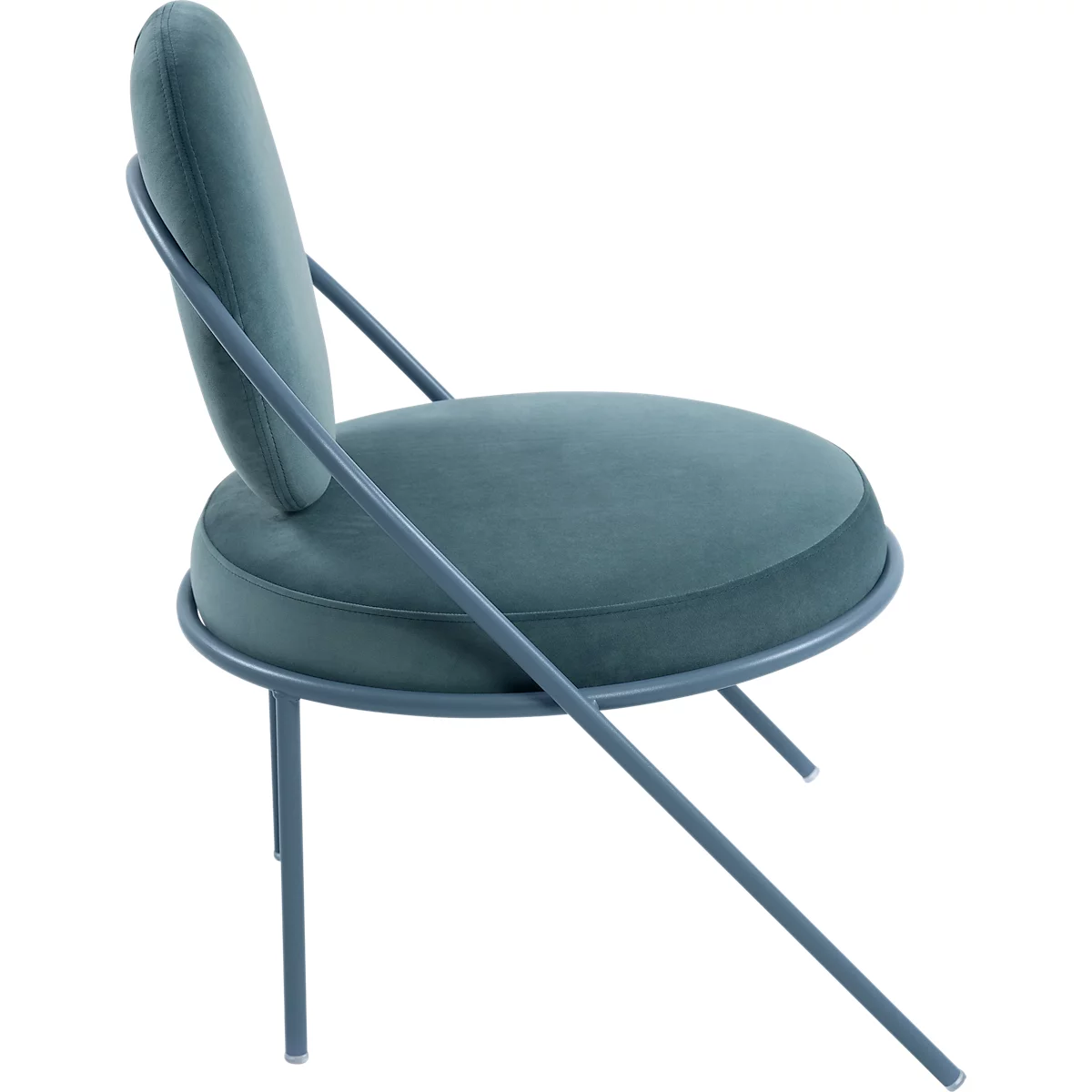Fauteuil Meet by Paperflow Saturne, L 700 x P 730 x H 880 mm, velours, bleu/bleu