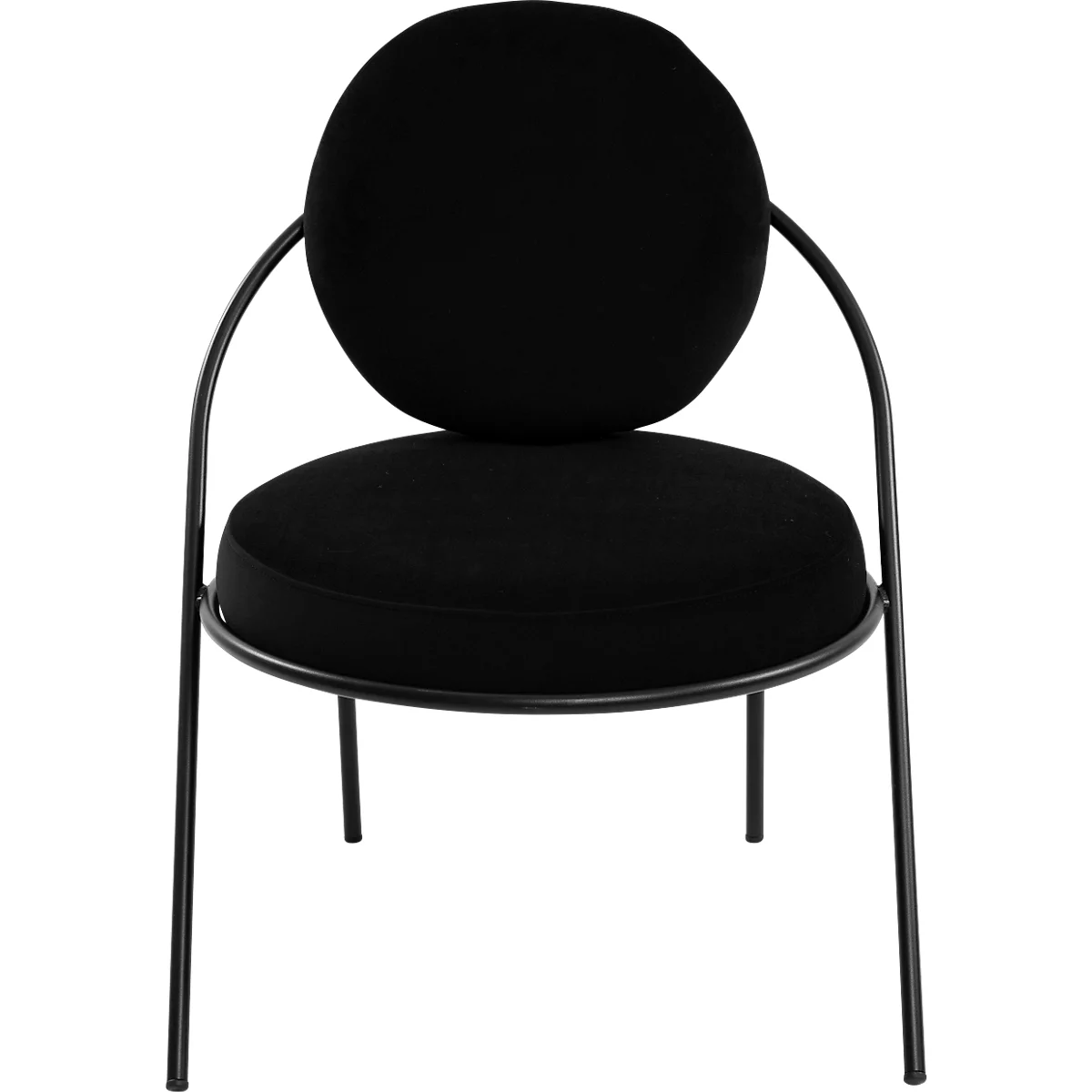 Fauteuil Meet by Paperflow Saturne, L 700 x P 730 x H 880 mm, velours, noir/noir