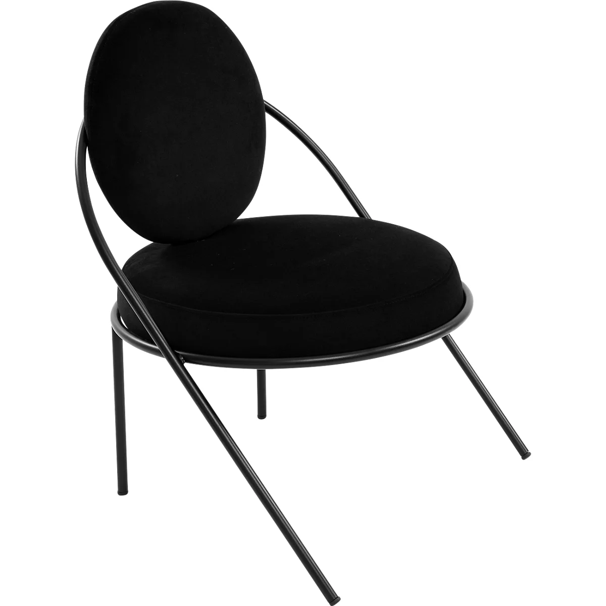 Fauteuil Meet by Paperflow Saturne, L 700 x P 730 x H 880 mm, velours, noir/noir