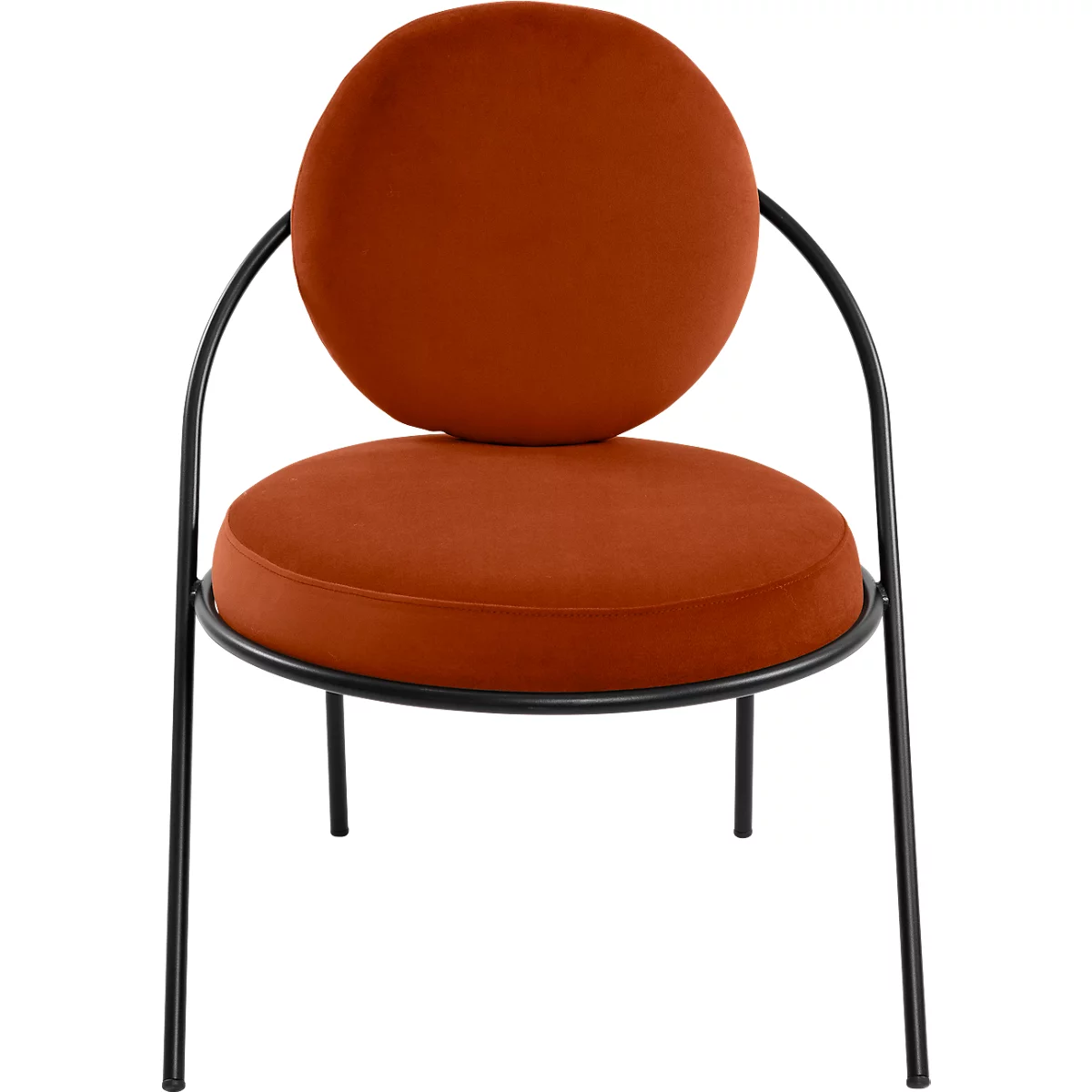 Fauteuil Meet by Paperflow Saturne, L 700 x P 730 x H 880 mm, velours, noir/rouille