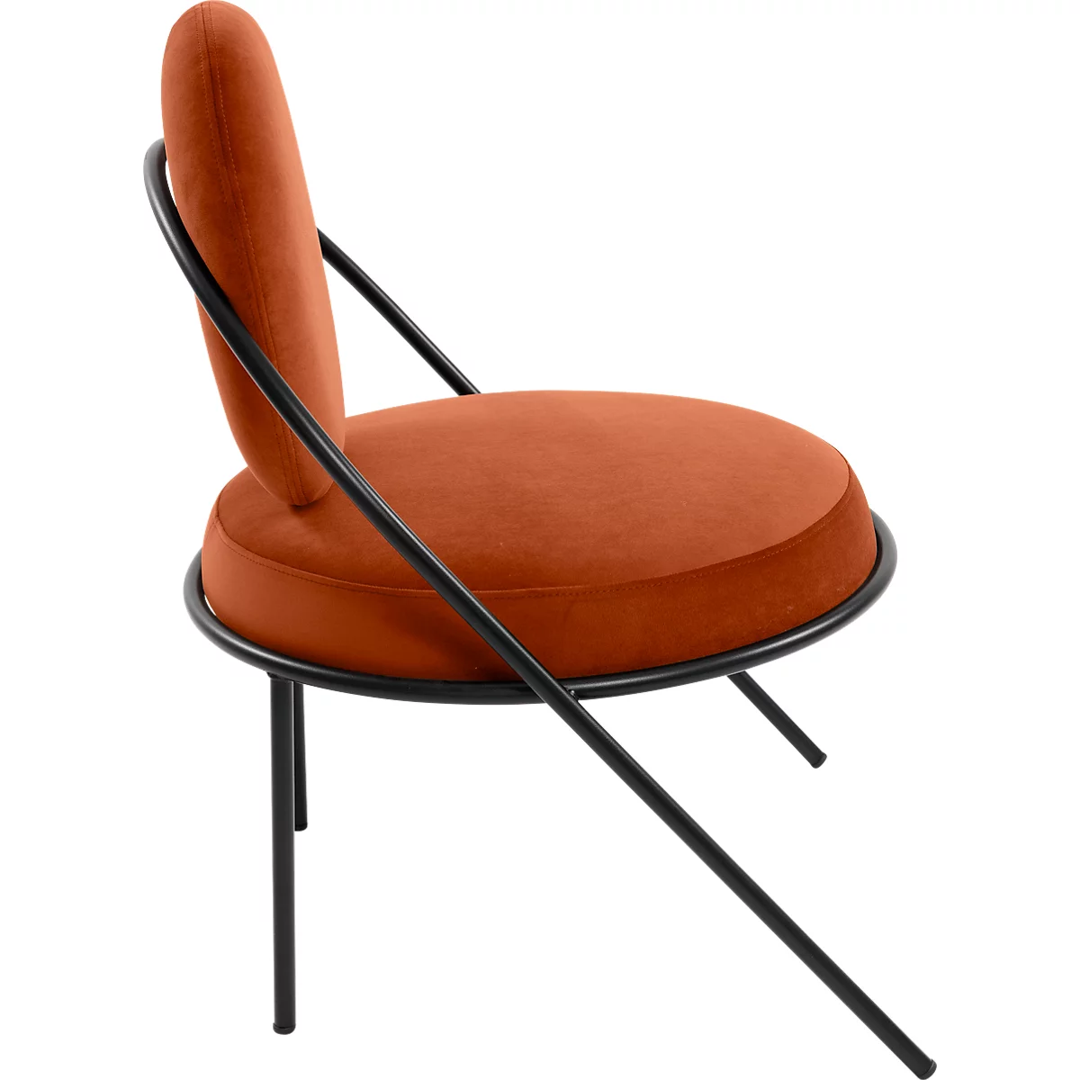 Fauteuil Meet by Paperflow Saturne, L 700 x P 730 x H 880 mm, velours, noir/rouille