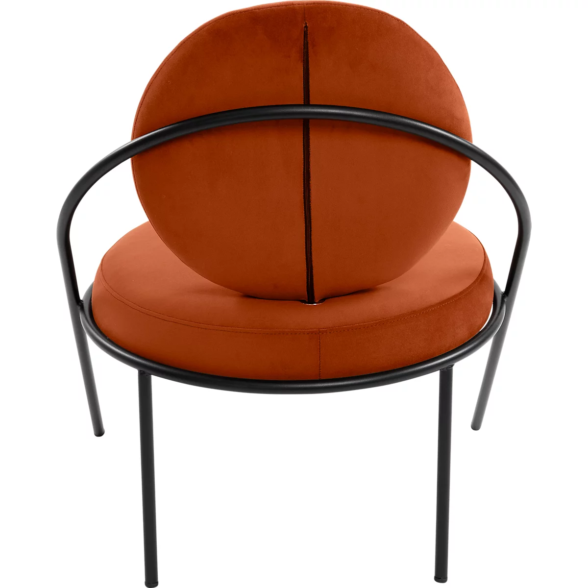 Fauteuil Meet by Paperflow Saturne, L 700 x P 730 x H 880 mm, velours, noir/rouille