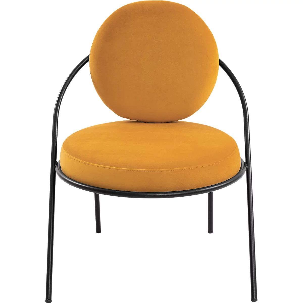 Fauteuil Meet by Paperflow Saturne, L 700 x P 730 x H 880 mm, velours, noir/safran